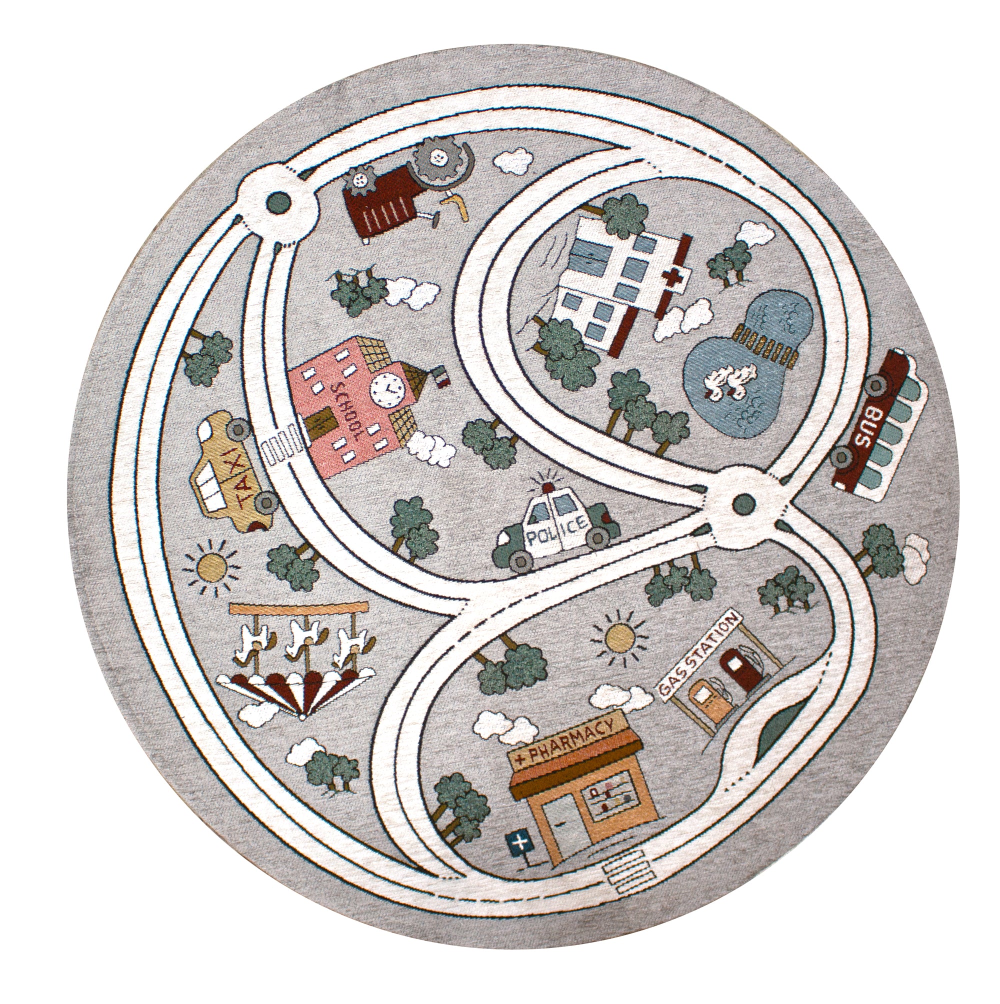 TAPPETO CAMERETTA PISTA CON ANTISCIVOLO con disegno stradale per giocare in modo creativo.