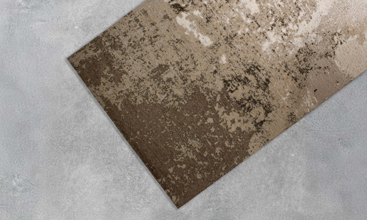 Tappeto arredamento fango 200x300 cm, con texture simile al cemento, ideale per spazi contemporanei.