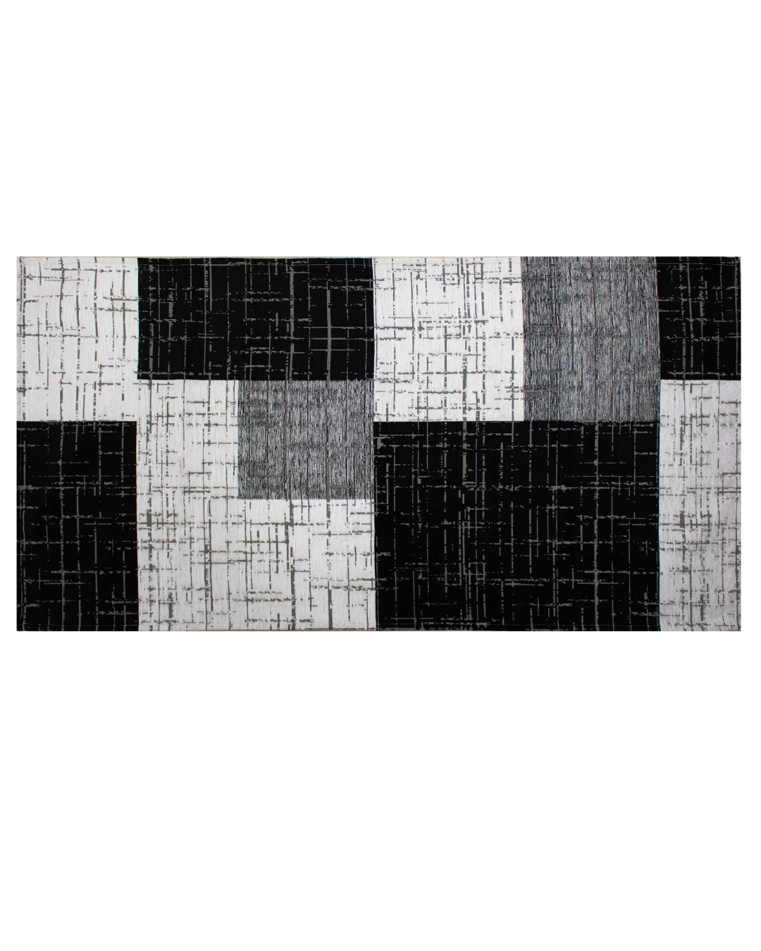 GEOMETRISCHER DEKORATIONSTEPPICH MONDRIAN SCHWARZ 160x240 CM MIT RUTSCHFESTER UNTERLAGE