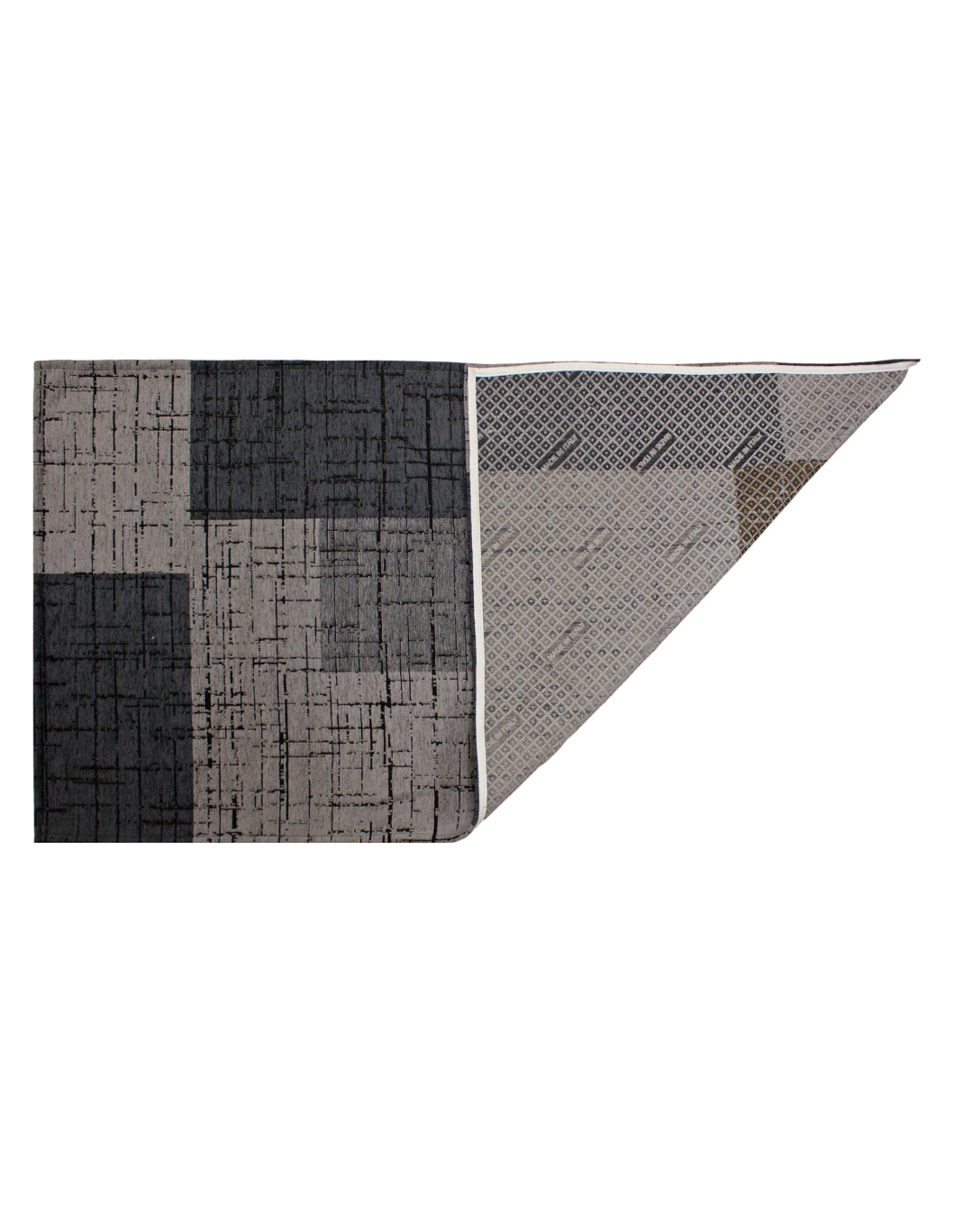 GEOMETRISCHER DEKORATIONSTEPPICH MONDRIAN ANTHRAZIT 140X200 CM MIT RUTSCHFESTER UNTERLAGE