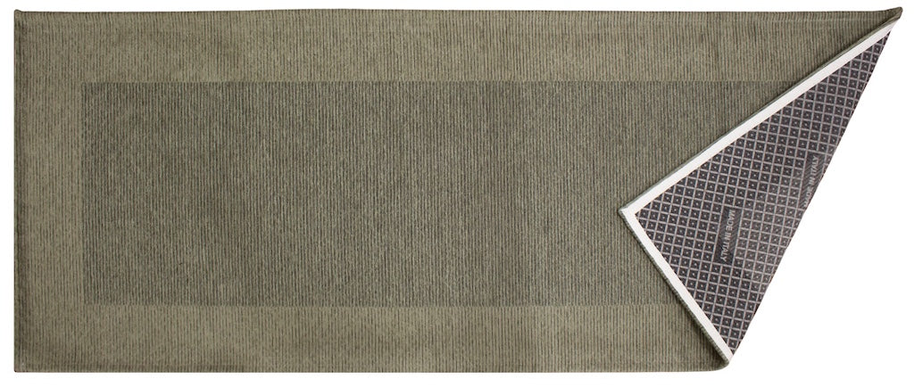 KÜCHENTEPPICH MIT STREIFENMUSTER FARBE GRÜN ASCH 57X85 CM MIT RUTSCHFESTER UNTERLAGE