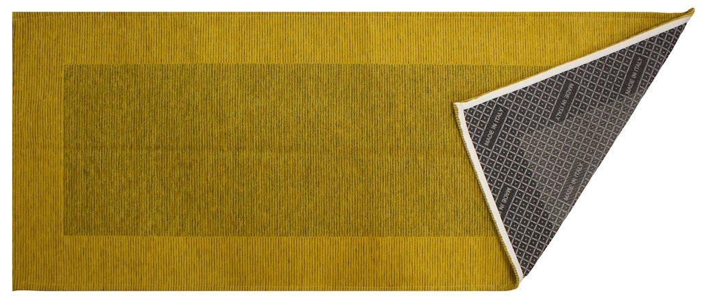 KÜCHENTEPPICH MIT STREIFENMUSTER SENFGELB 57X85 CM MIT RUTSCHFESTER UNTERLAGE