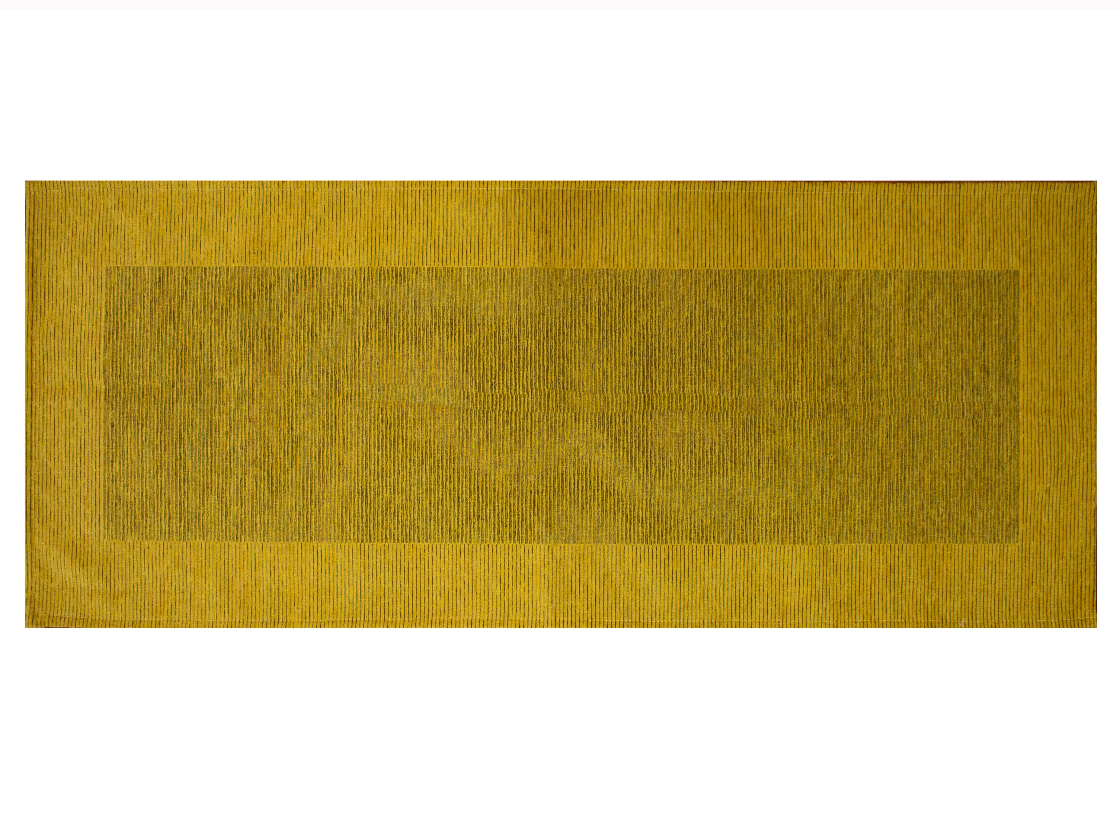 KÜCHENTEPPICH MIT STREIFENMUSTER SENFGELB 57X85 CM MIT RUTSCHFESTER UNTERLAGE