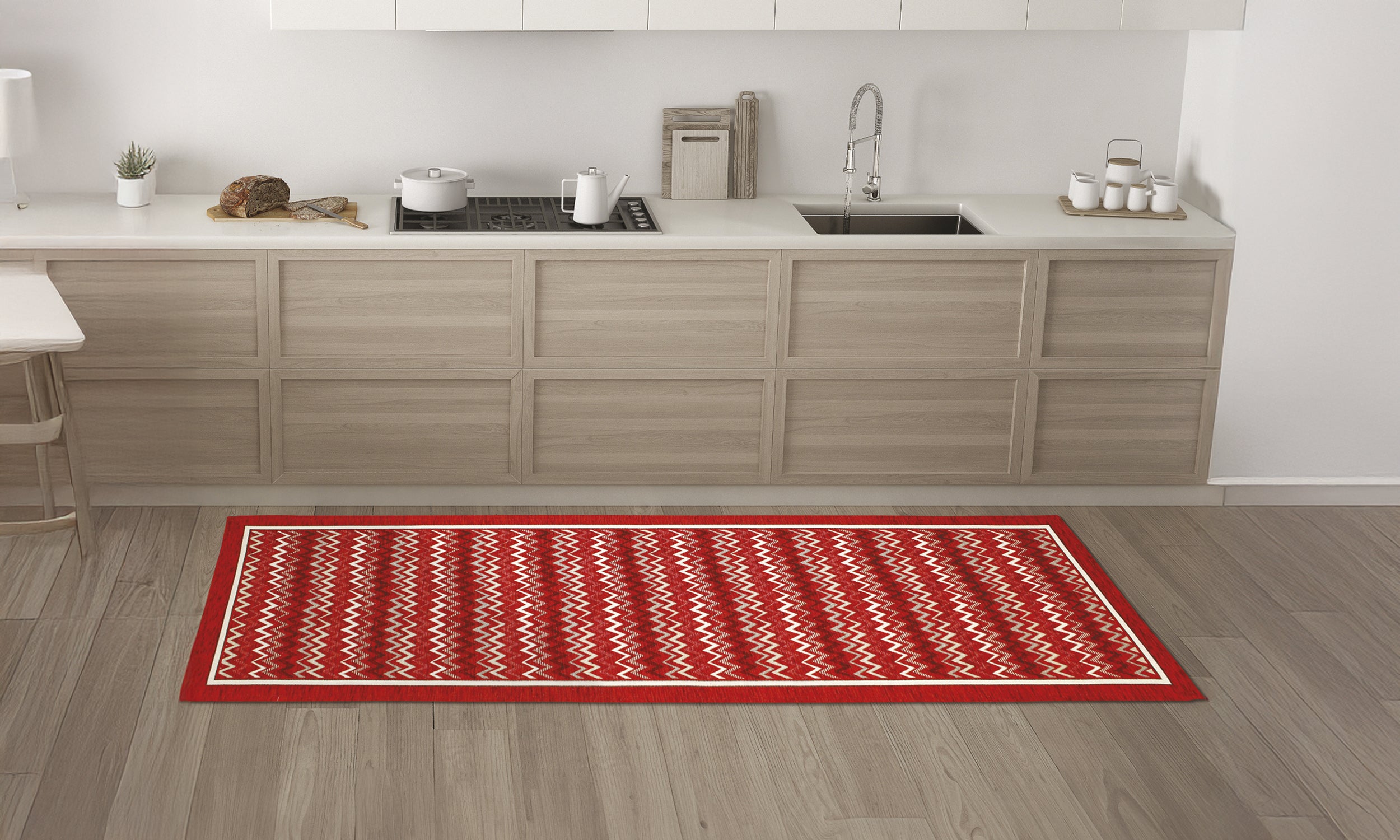 KÜCHENMATTE DIS.ZIG ZAG FARBE PERLGRAU 57X115 CM RUTSCHFEST