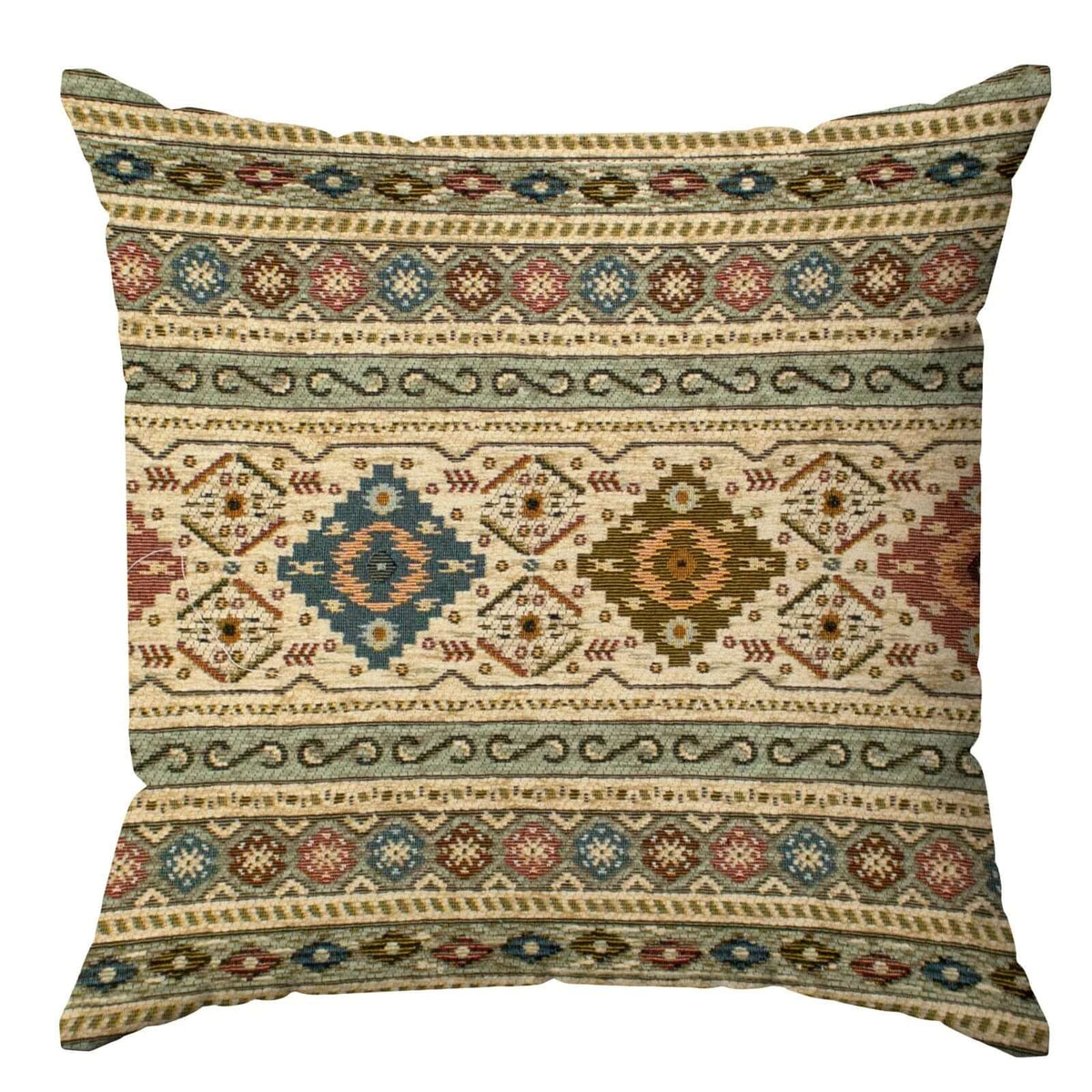 COPPIA CUSCINO ARREDO JACQUARD SFODERABILI LOOM con motivo etnico colorato, ideale per decorare il living e la camera.