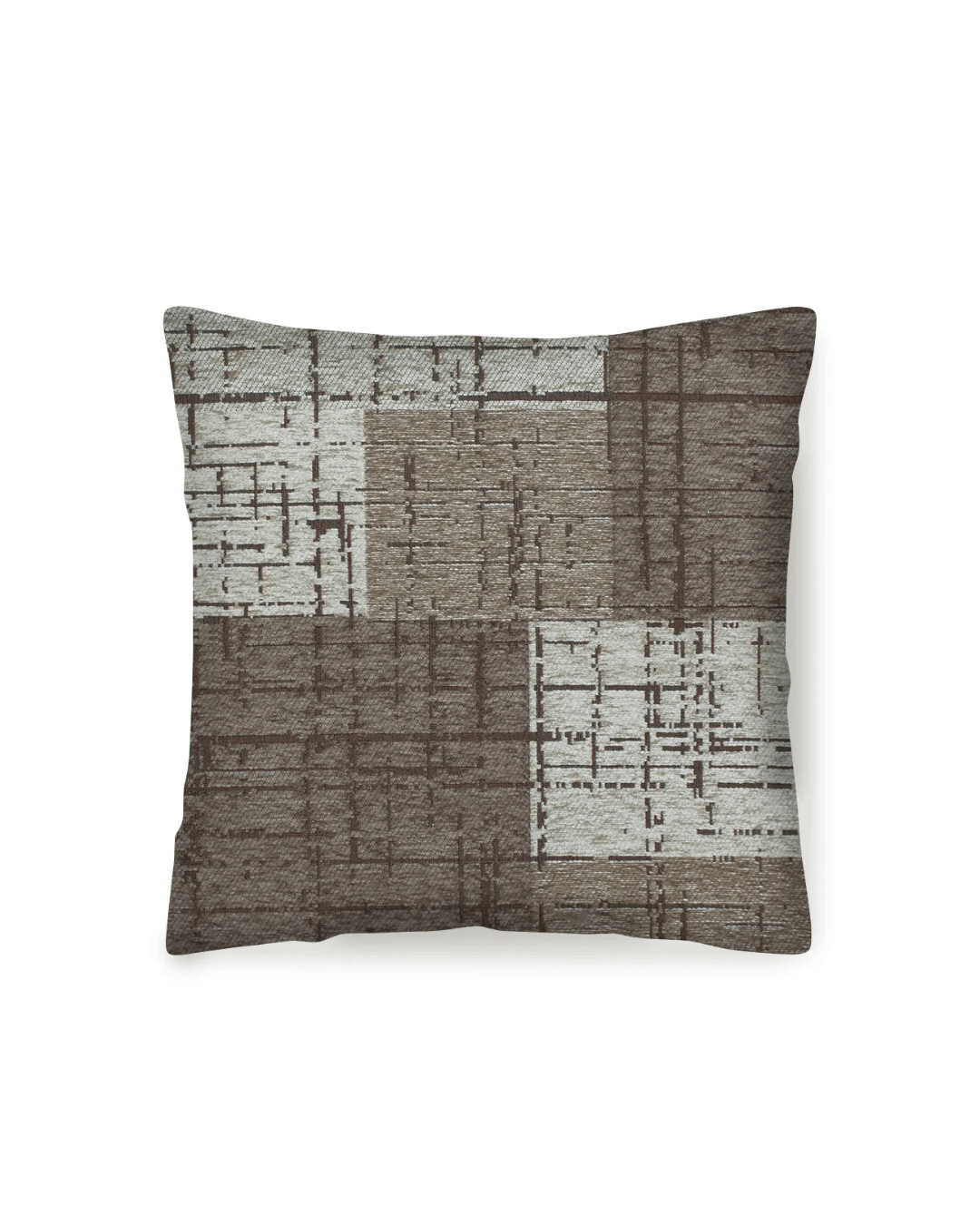 COPPIA CUSCINI ARREDO JACQUARD SFODERABILI MONDRIAN, cuscino decorativo con design geometrico in tonalità neutre.