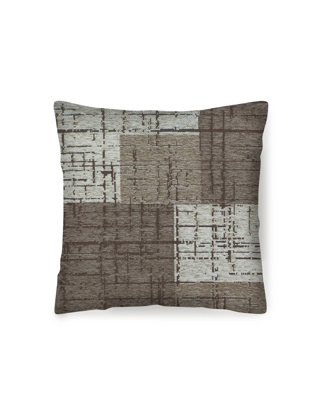 COPPIA CUSCINI ARREDO JACQUARD SFODERABILI MONDRIAN, cuscino decorativo con design geometrico in tonalità neutre.