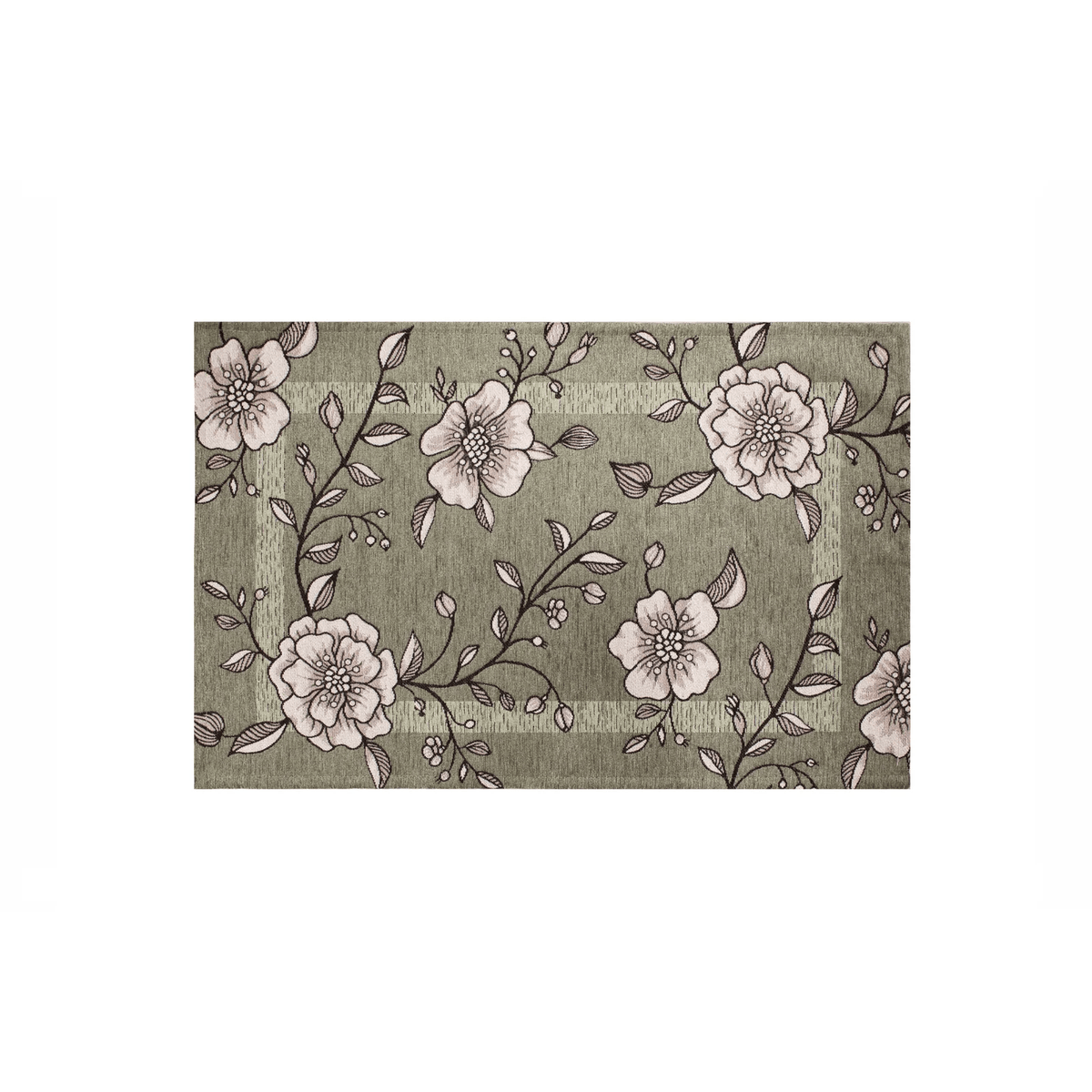 TAPPETO DA CUCINA DIS.ELISIR CON ANTISCIVOLO con design floreale su sfondo verde, resistente e morbido.