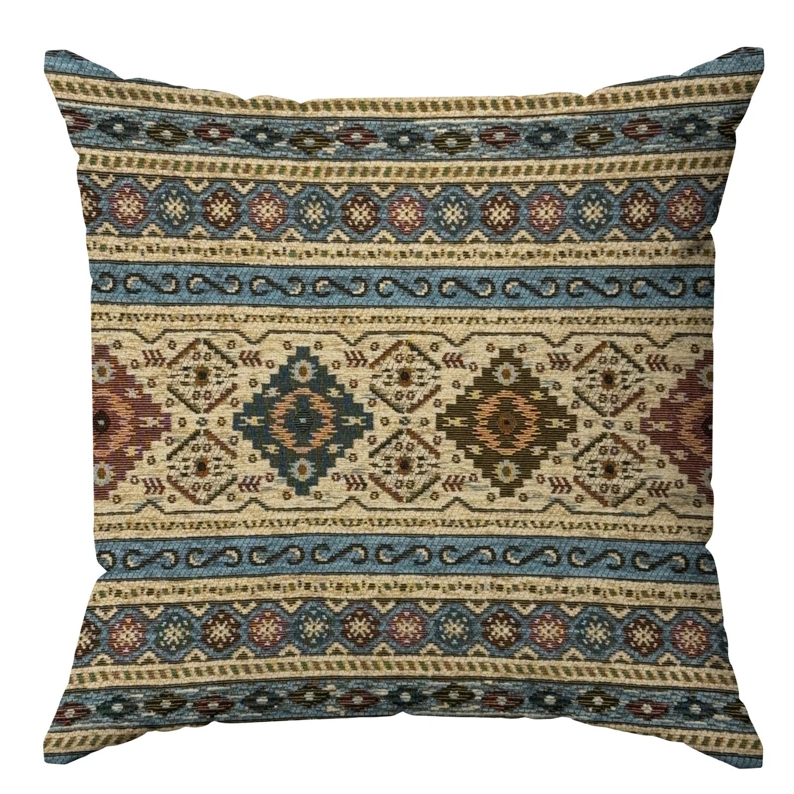 COPPIA CUSCINO ARREDO JACQUARD SFODERABILI LOOM con design geometrico in tonalità calde.