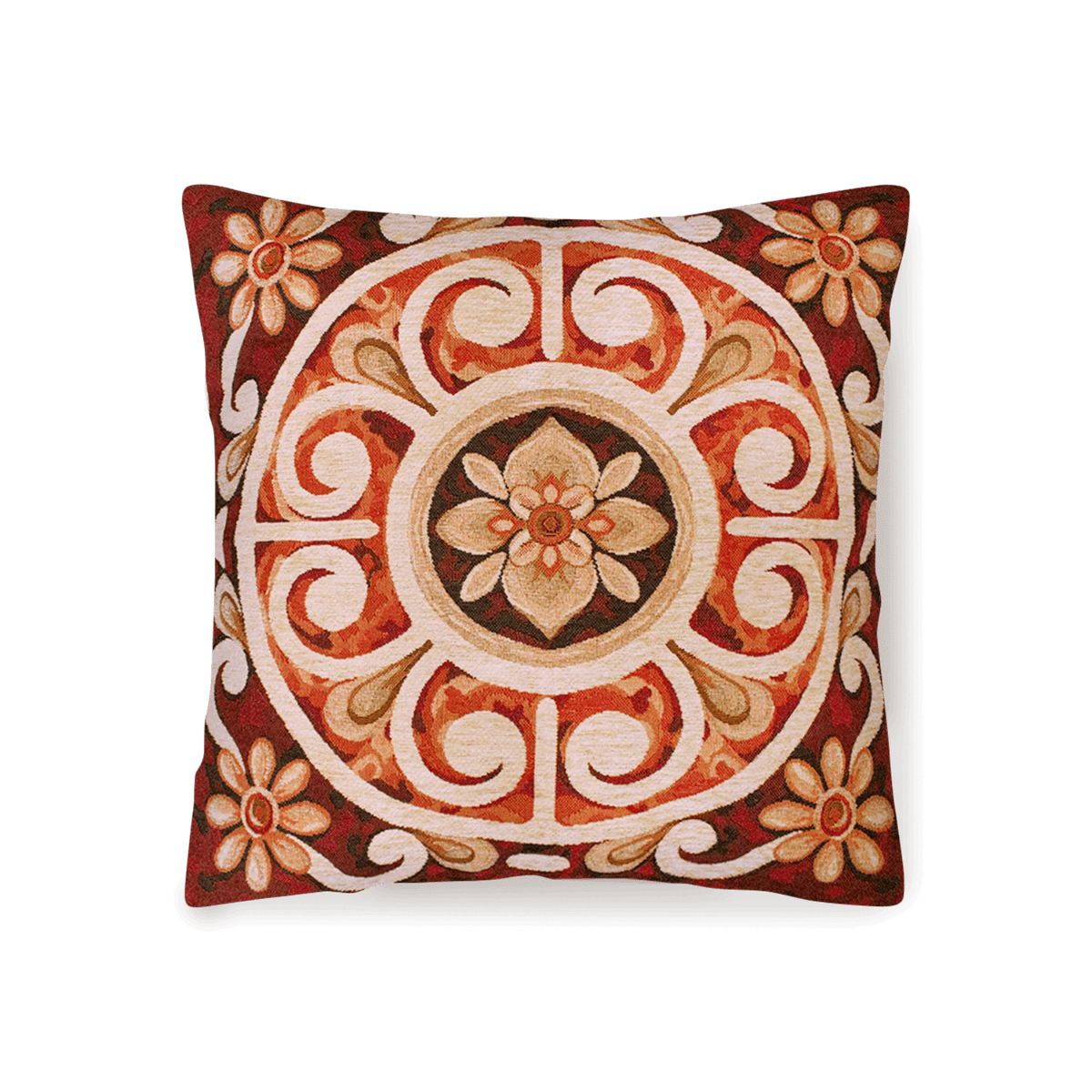 COPPIA CUSCINI ARREDO JACQUARD SFODERABILI ANDALUSIA con motivo floreale e dettagli decorativi.