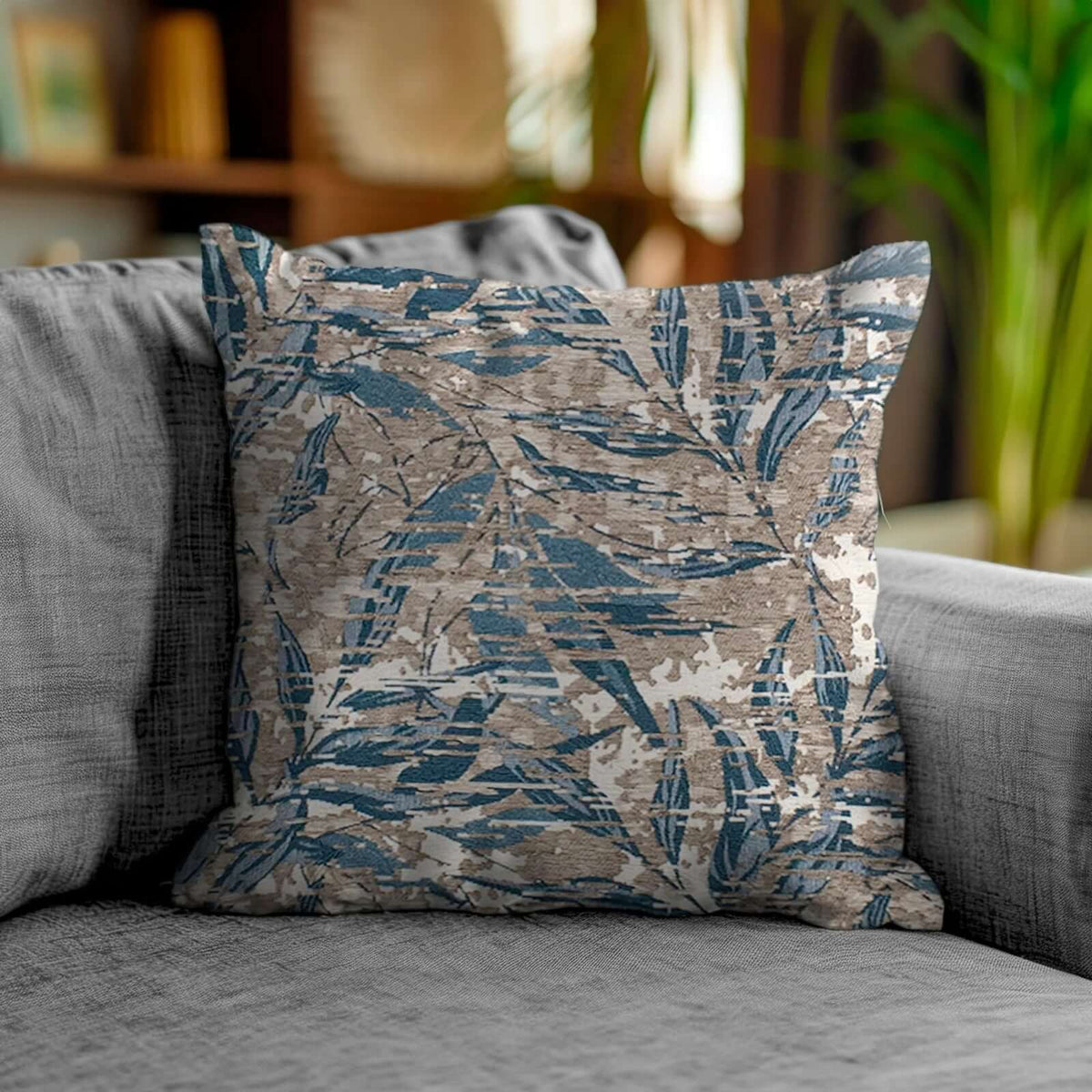 COPPIA CUSCINI ARREDO JACQUARD SFODERABILI FOLIAGE