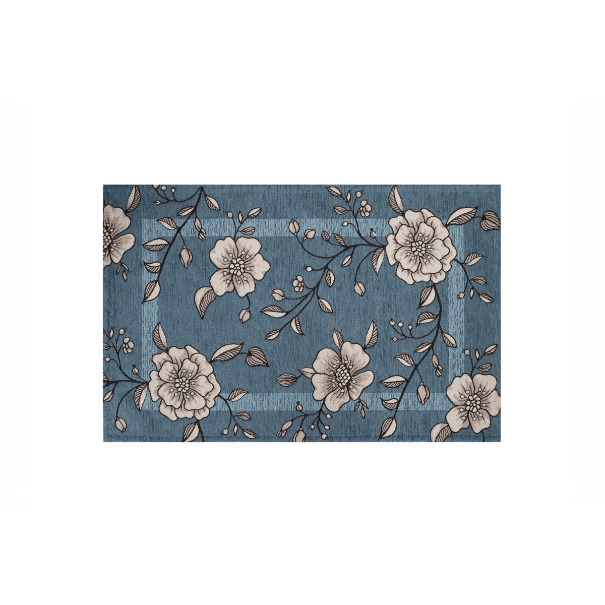 TAPPETO DA CUCINA DIS.ELISIR CON ANTISCIVOLO con design floreale su sfondo blu