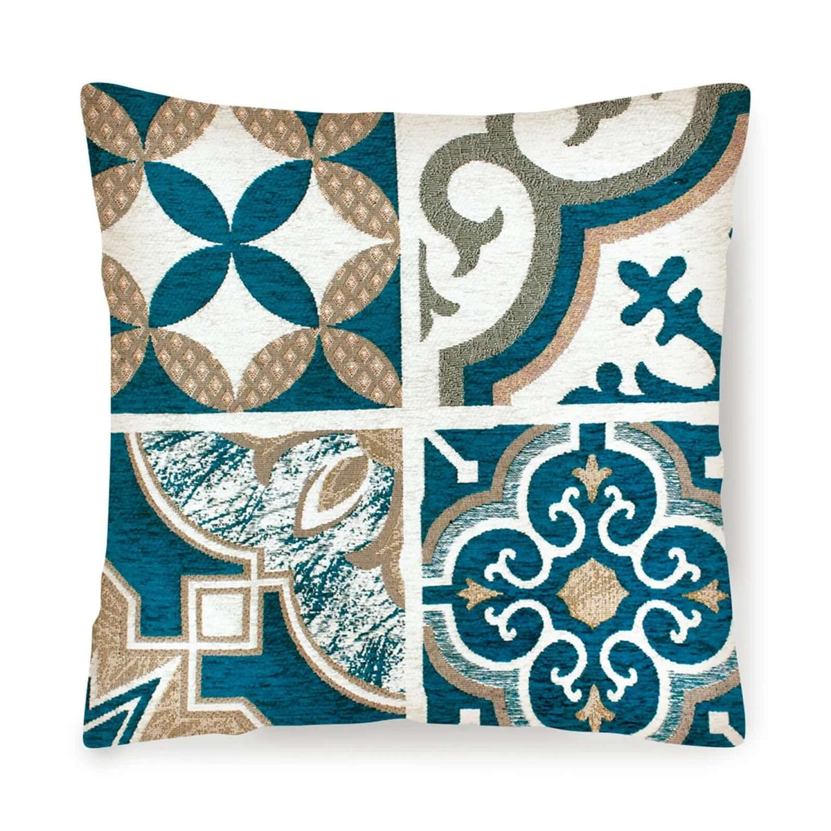 COPPIA CUSCINI ARREDO JACQUARD SFODERABILI MAIOLICHE con design colorato in jacquard, ideale per decorare la casa.