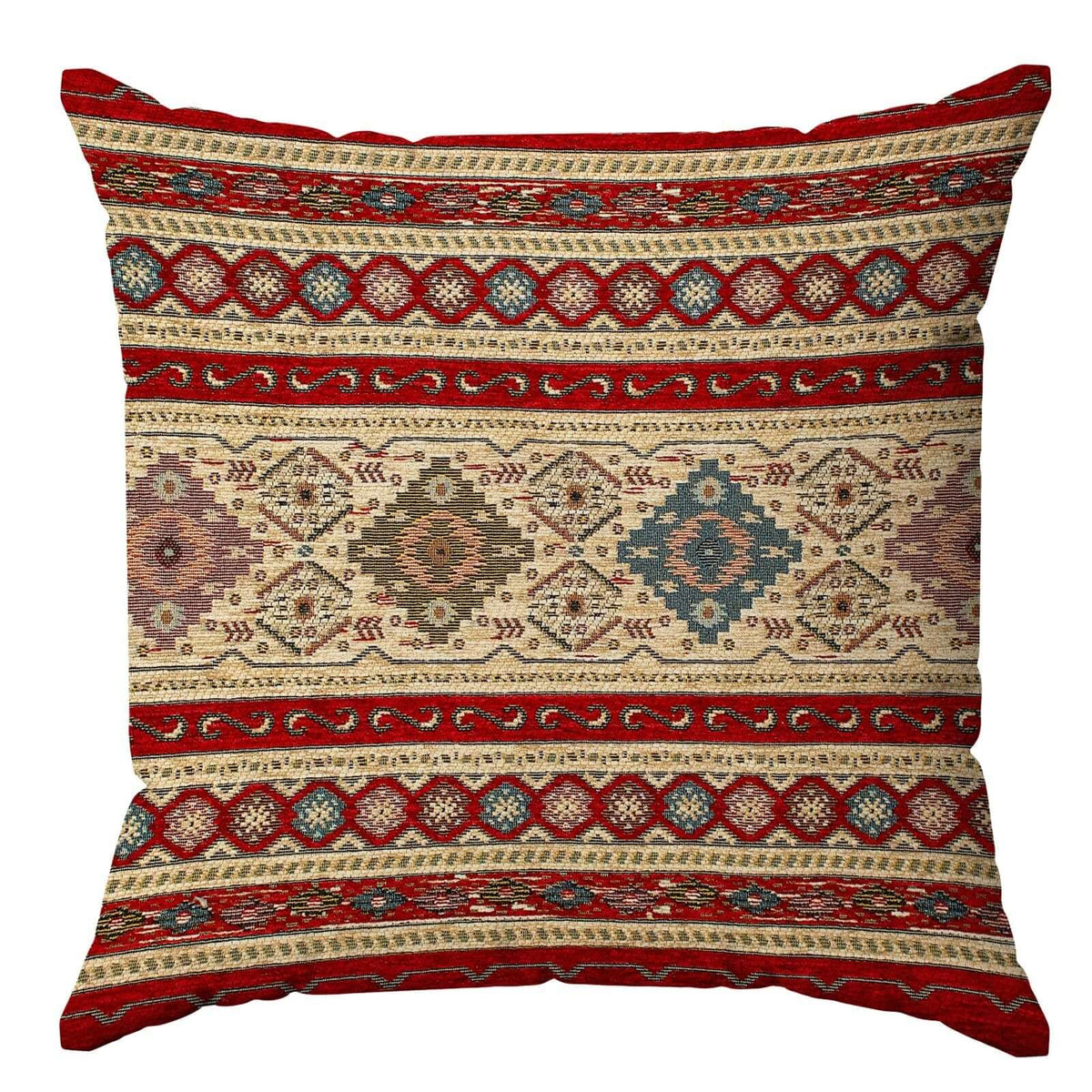 COPPIA CUSCINO ARREDO JACQUARD SFODERABILI LOOM con motivi decorativi colorati in tessuto jacquard.