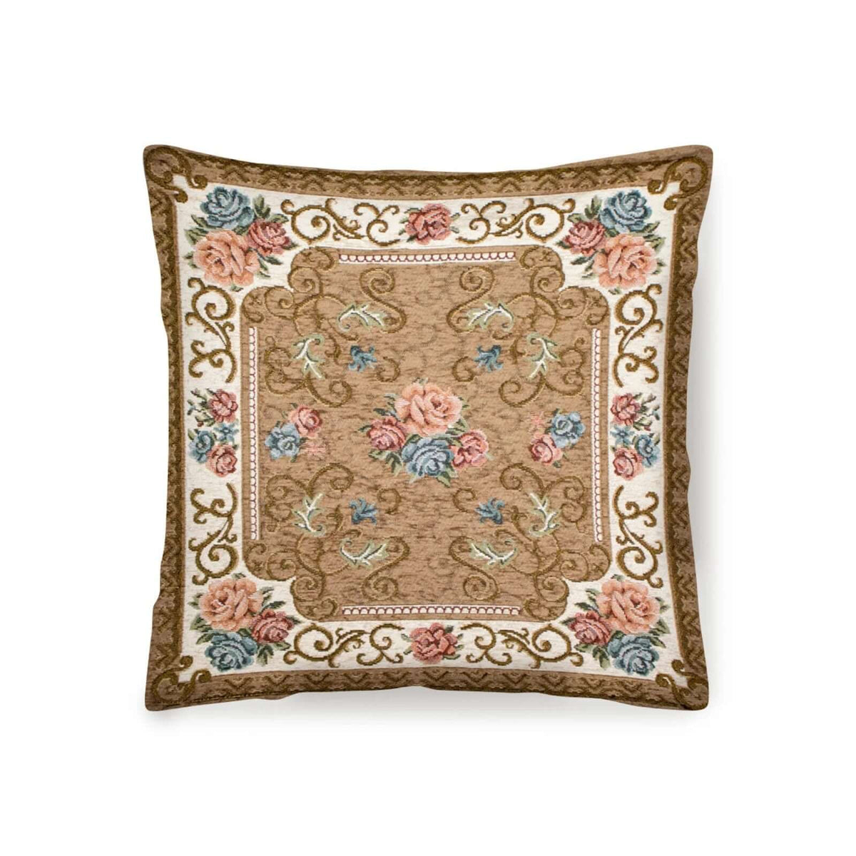 COPPIA CUSCINI ARREDO JACQUARD SFODERABILI VIENNA decorative pillow with floral jacquard design.