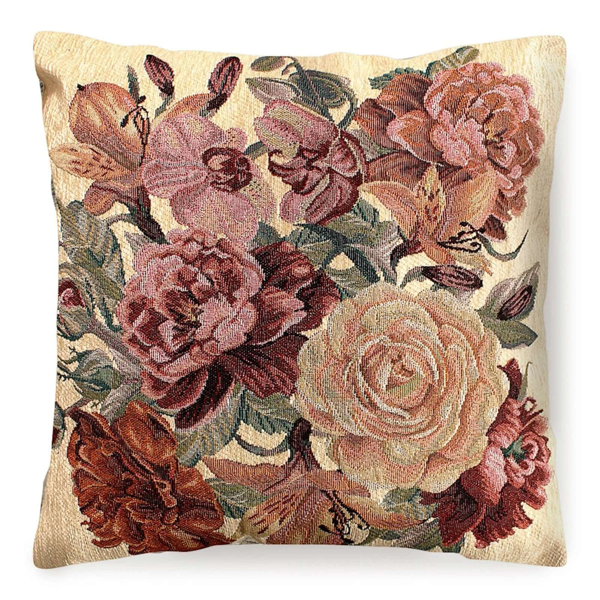 COPPIA CUSCINI ARREDO JACQUARD SFODERABILI ROSES con design floreale, cuscino decorativo in jacquard sfoderabile.
