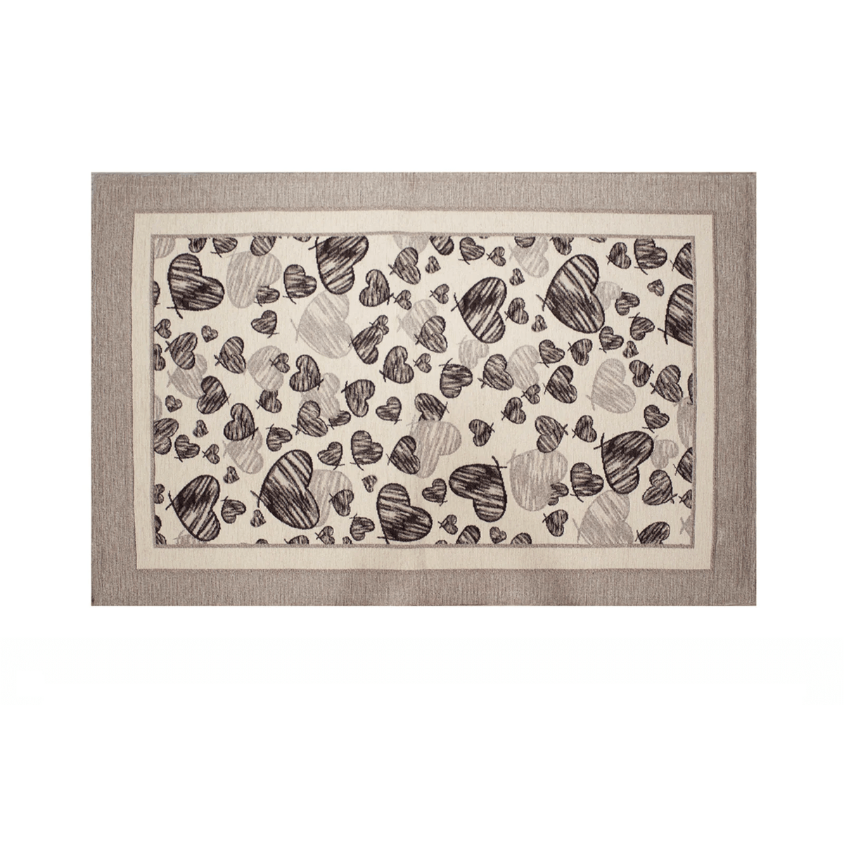 TAPPETO DA CUCINA DIS.MELODY CON ANTISCIVOLO, tappeto moderno con disegno di cuori, morbido e resistente.