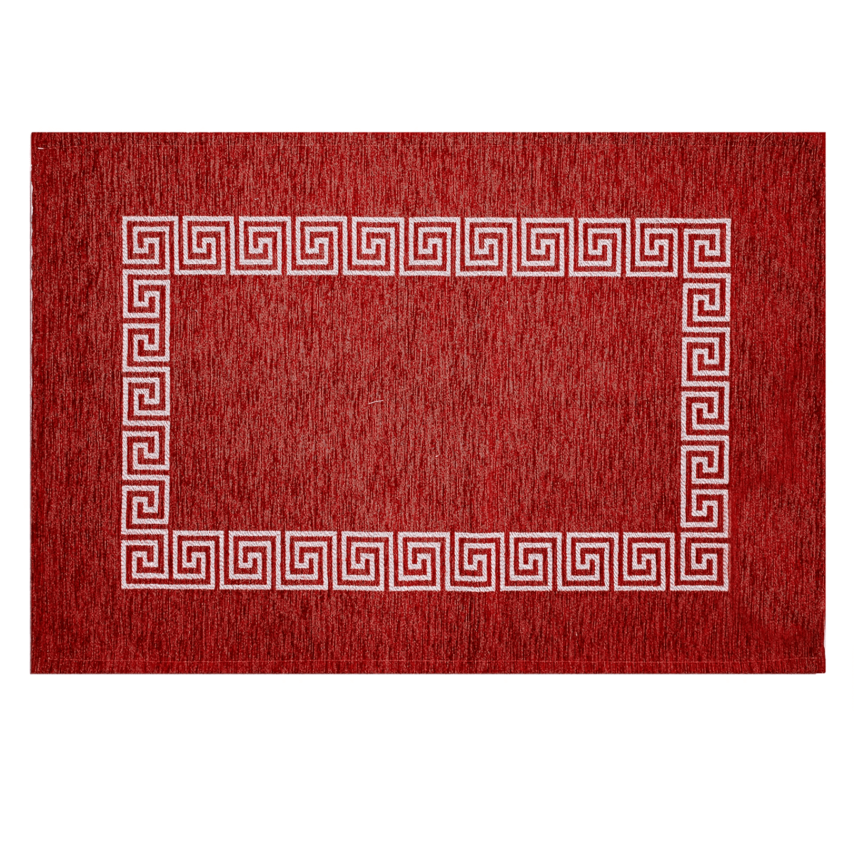 TAPPETO DA CUCINA DIS. CIPRO ANTISCIVOLO, tappeto rosso con bordo decorativo in stile greco.