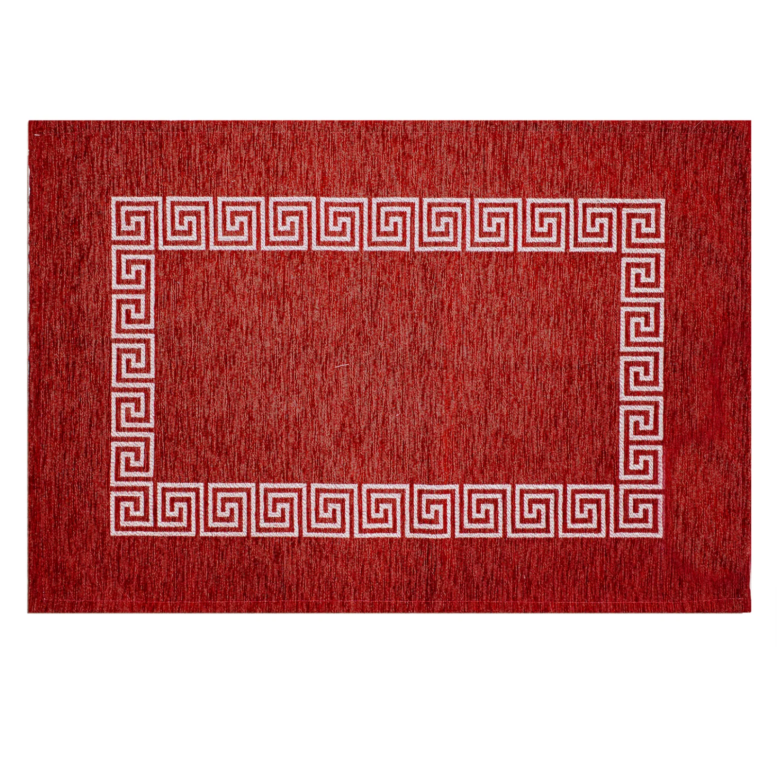 TAPPETO DA CUCINA DIS. CIPRO ANTISCIVOLO, tappeto rosso con bordo decorativo in stile greco.