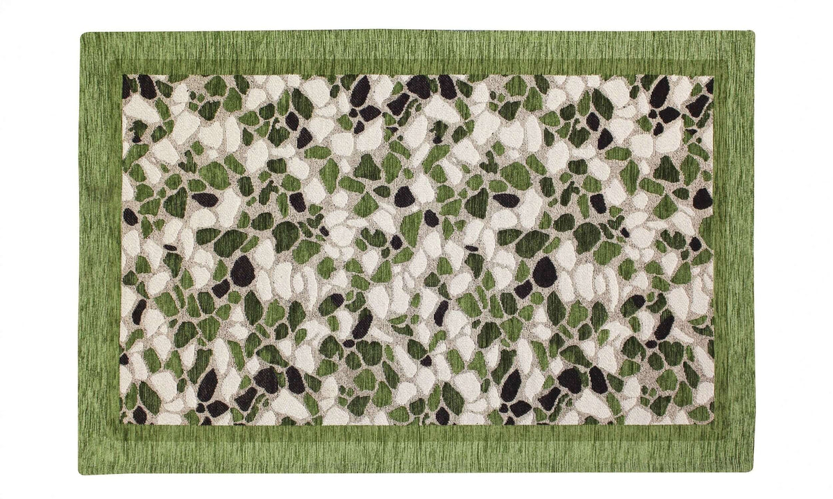 TAPPETO DA CUCINA DIS.GRANIGLIA COL.RUGGINE 57X85 con design moderno in tonalità verde e bianco.