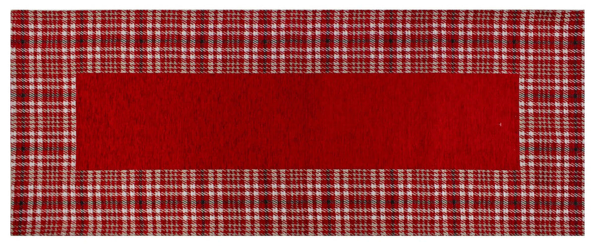 TAPPETO DA CUCINA DIS.OXFORD CON ANTISCIVOLO in rosso a quadri con centro rosso, design moderno e antiscivolo.