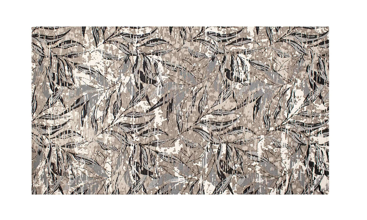 TAPPETO ARREDO DIS. FOLIAGE CON ANTISCIVOLO, tappeto moderno con design fogliare in colori neutri e effetto scolpito.