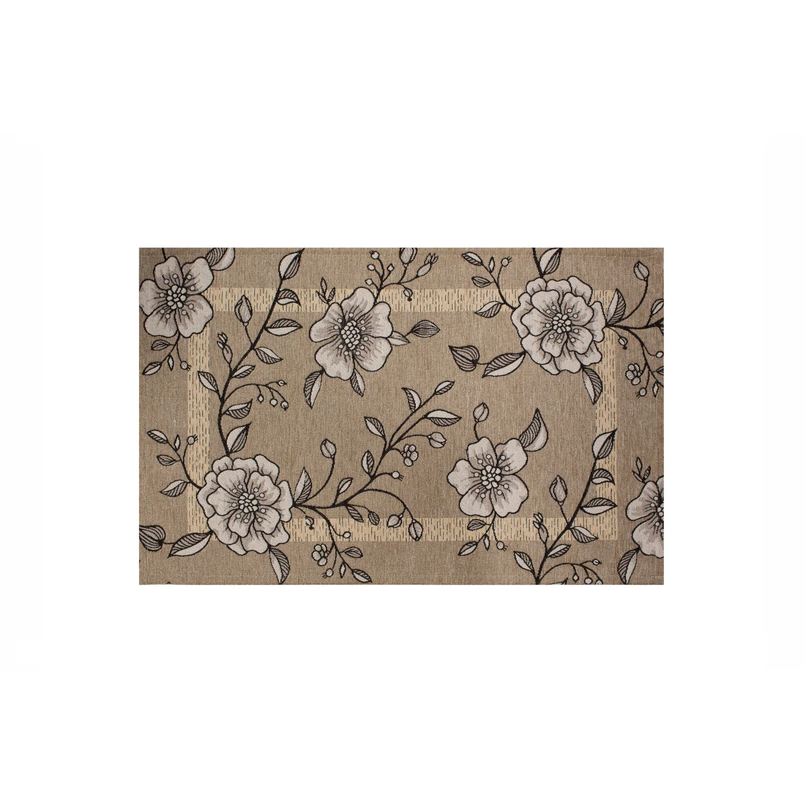 TAPPETO DA CUCINA DIS.ELISIR CON ANTISCIVOLO con design floreale su sfondo beige, ideale per una cucina moderna.