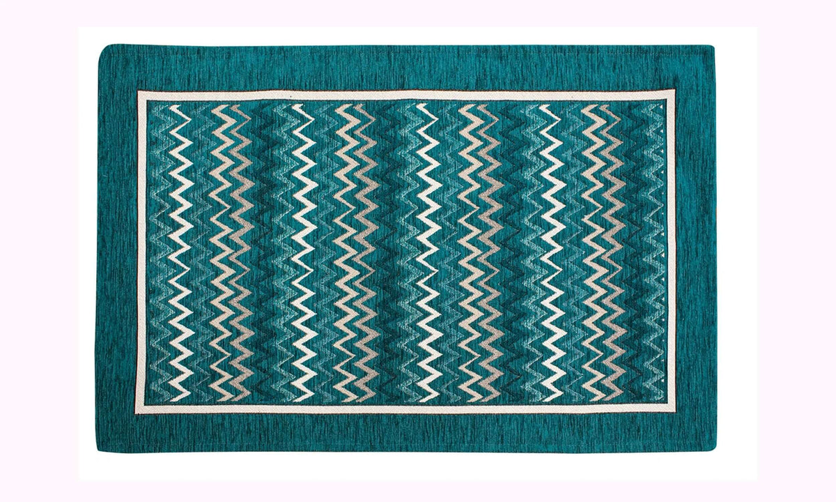 TAPPETO DA CUCINA DIS.ZIG ZAG CON ANTISCIVOLO, tappeto moderno con design zig zag dai colori accesi.