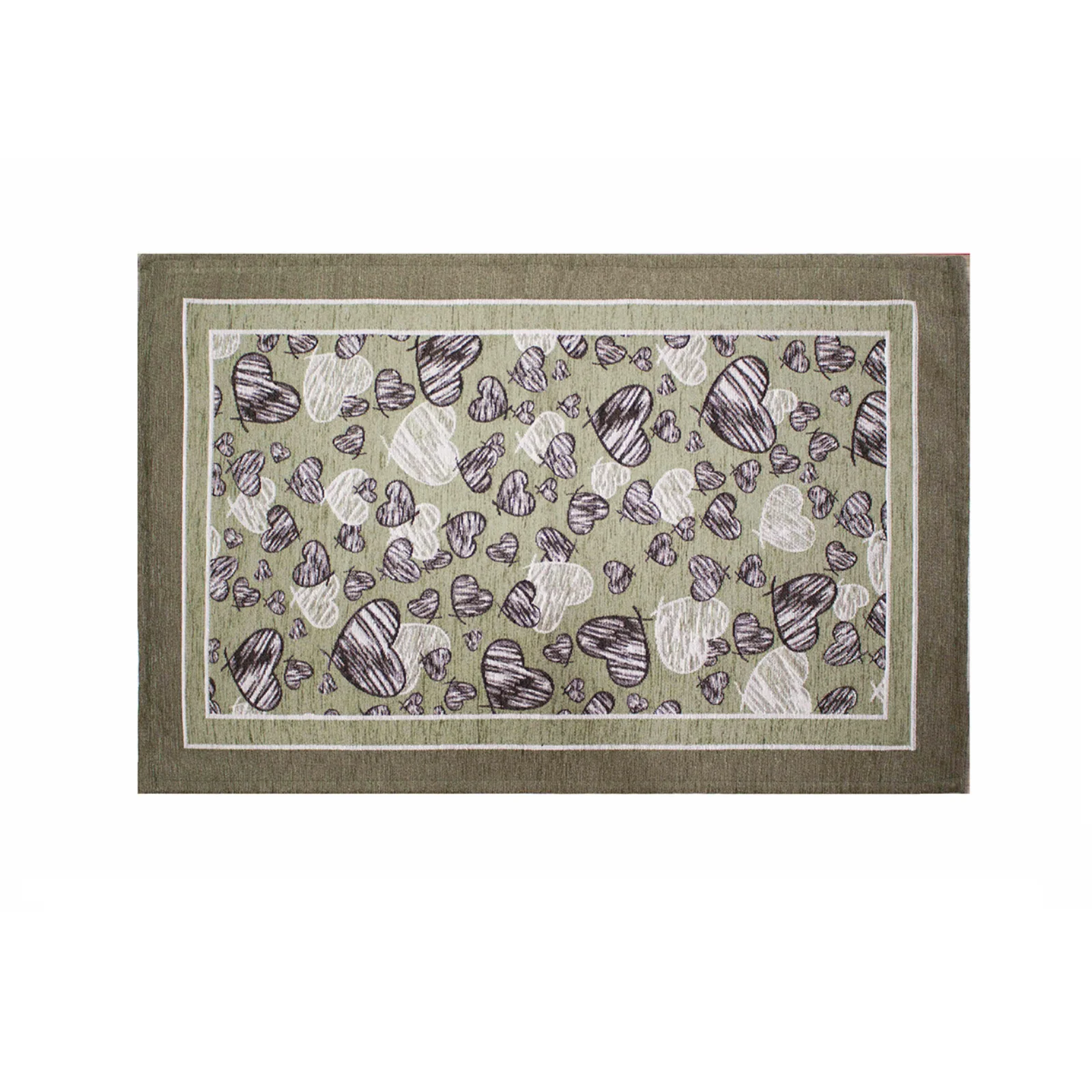 TAPPETO DA CUCINA DIS.MELODY CON ANTISCIVOLO, tappeto moderno con design a cuori e bordo elegante.