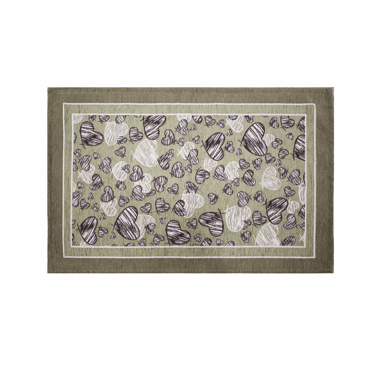 TAPPETO DA CUCINA DIS.MELODY CON ANTISCIVOLO, tappeto moderno con design a cuori e bordo elegante.