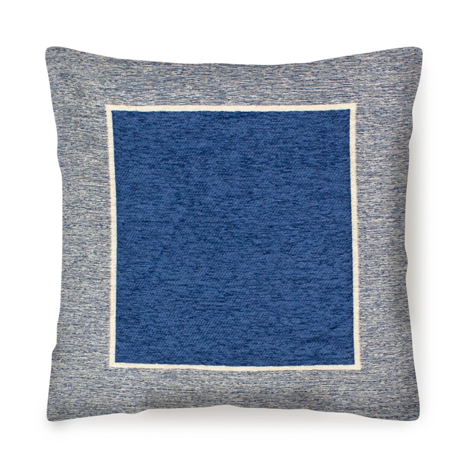 COPPIA CUSCINI ARREDO JACQUARD SFODERABILI ROMA, cuscino arredo con design blu e sfondo grigio.