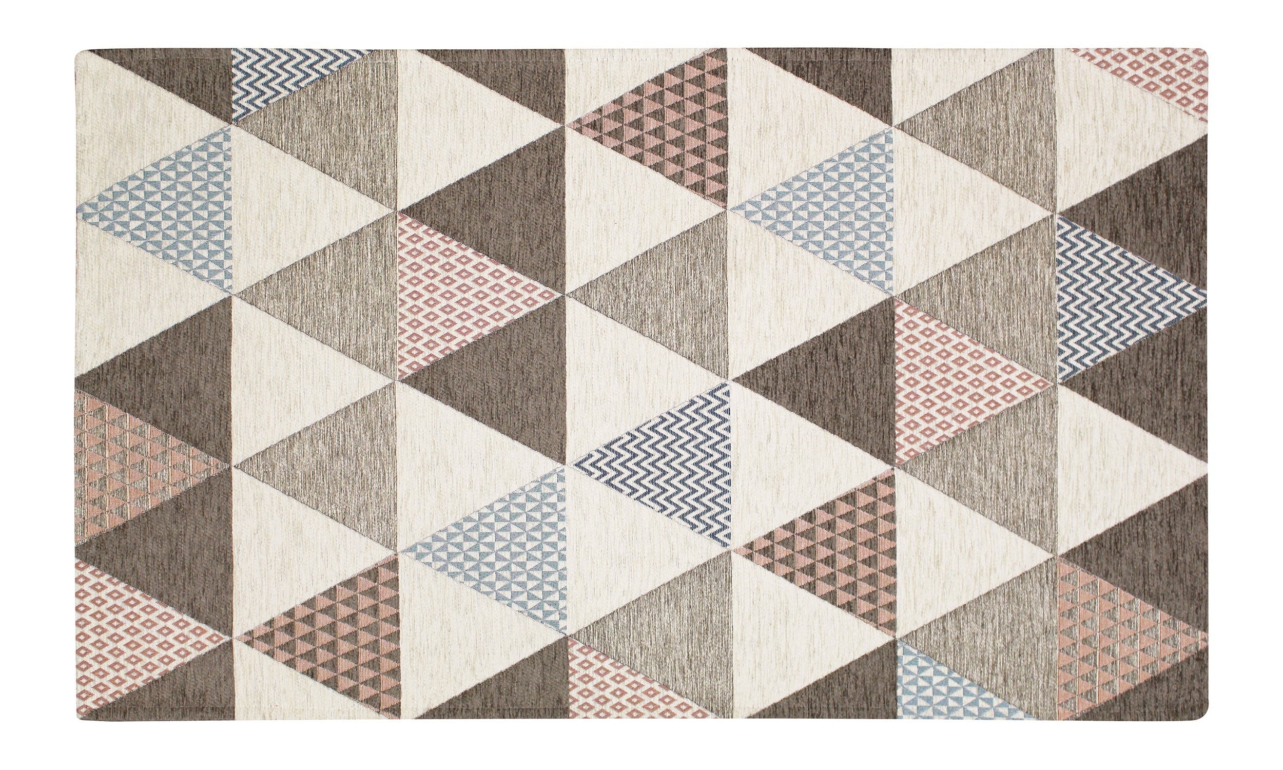 TAPPETO ARREDO TRIANGOLI CON ANTISCIVOLO con design geometrico in tonalità accese e contrastanti.
