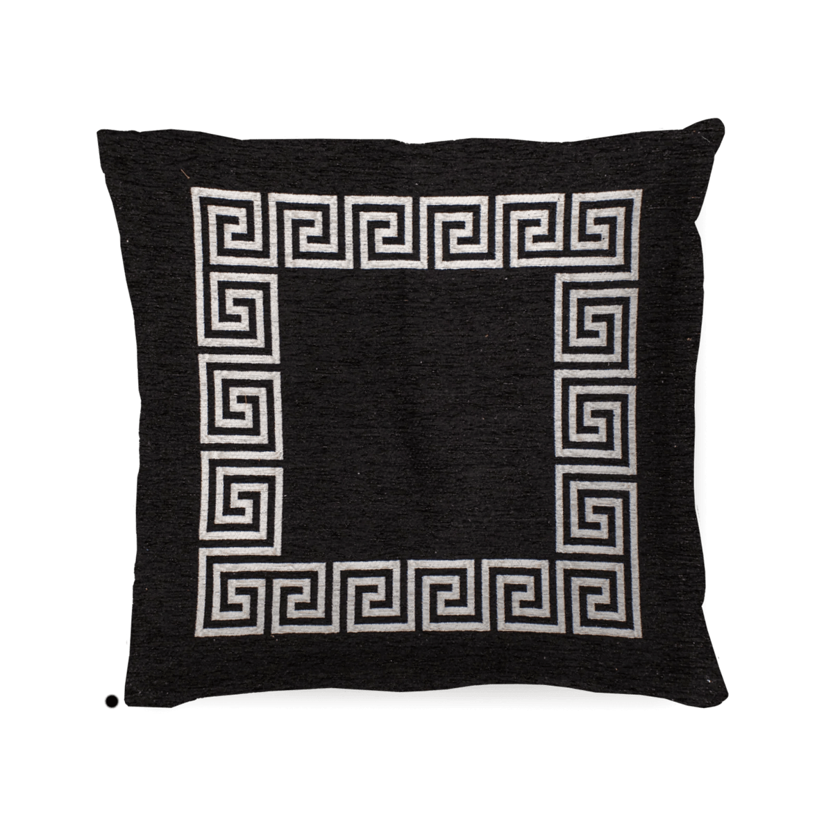 COPPIA CUSCINI ARREDO JACQUARD SFODERABILI ATENE cuscino decorativo con motivo greco in jacquard di colore nero.