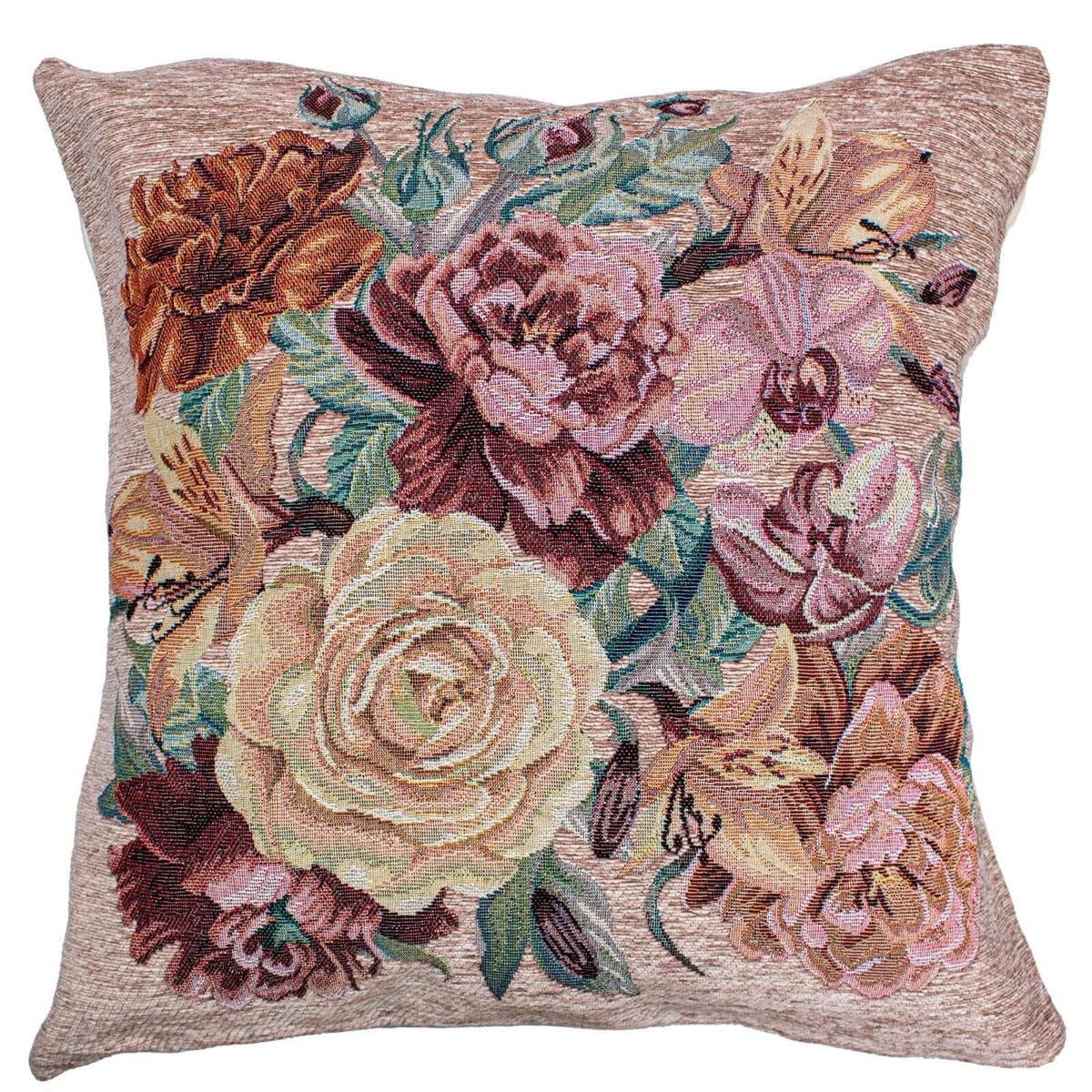 COPPIA CUSCINI ARREDO JACQUARD SFODERABILI ROSES con motivo floreale elegante.