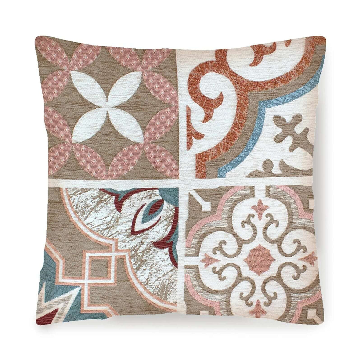 COPPIA CUSCINI ARREDO JACQUARD SFODERABILI MAIOLICHE con design colorato e moderno per arredare la casa.