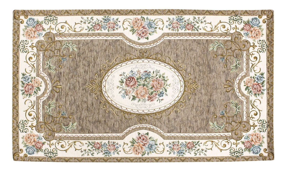 TAPPETO ARREDO DIS.VIENNA CON ANTISCIVOLO, design floreale elegante su sfondo classico.
