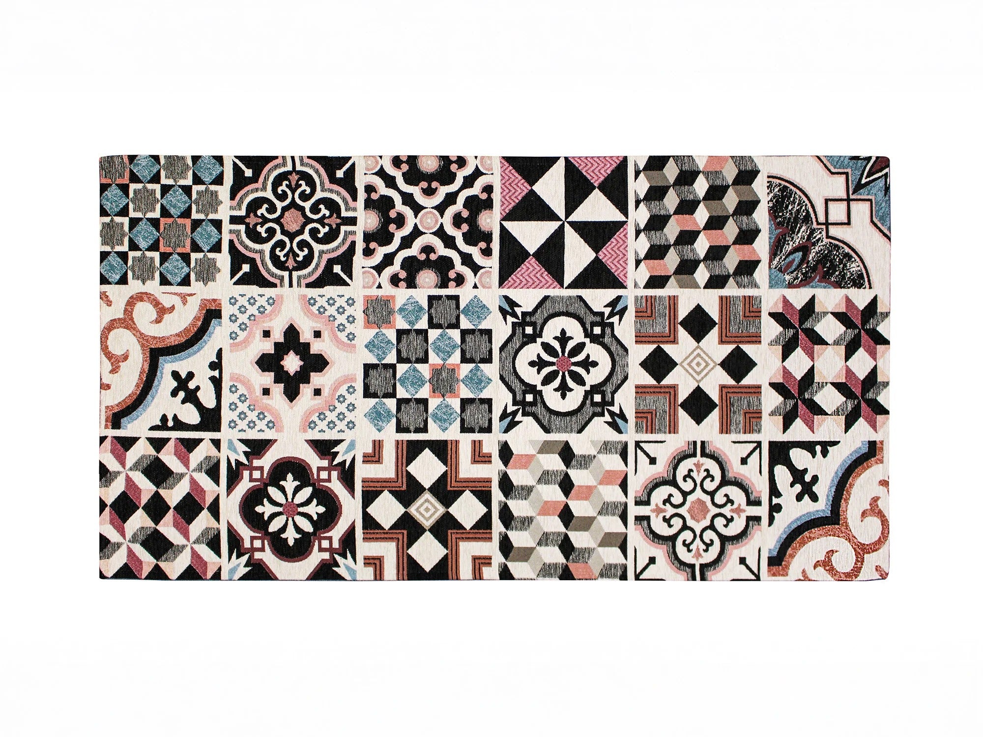 Immagine di TAPPETO ARREDO DIS. MAIOLICHE CON ANTISCIVOLO con motivi colorati e design moderno.