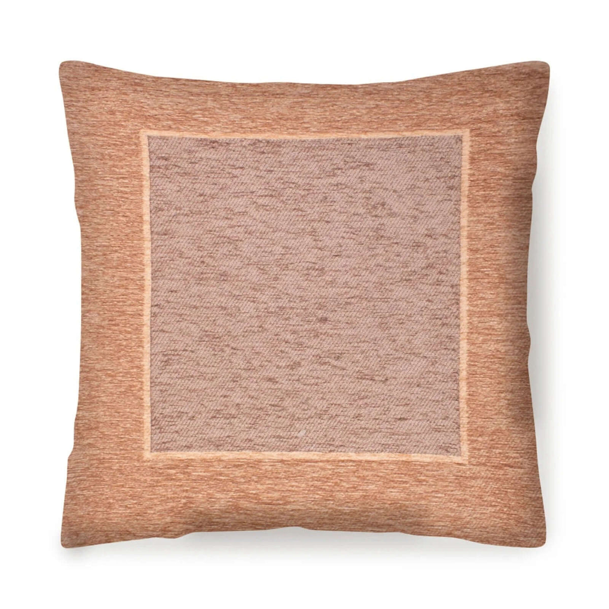 Coppia cuscini arredo jacquard sfoderabili Roma, cuscino in tessuto marrone con motivo rettangolare.