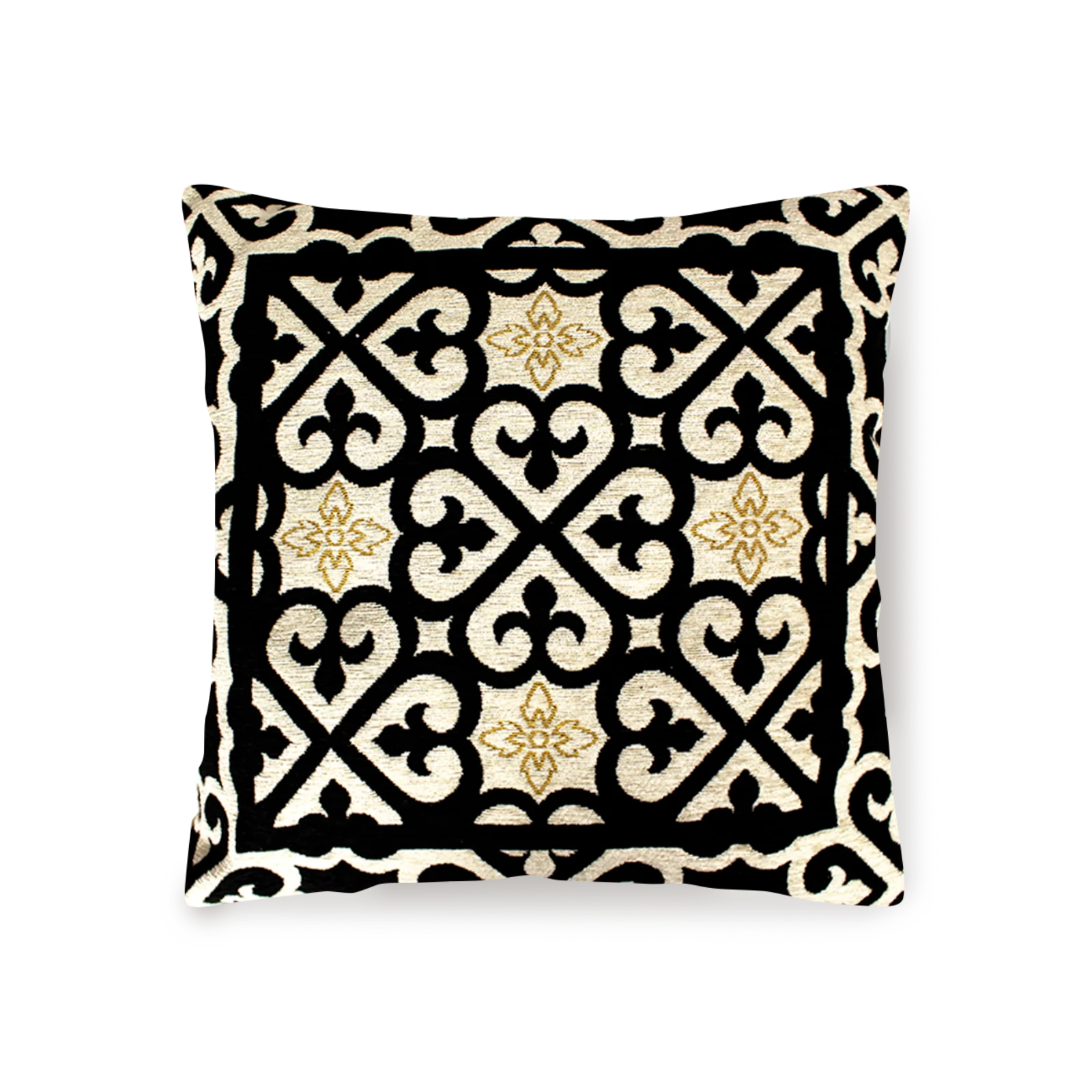 COPPIA CUSCINI ARREDO JACQUARD SFODERABILI ARABIC con design elegante in bianco e nero.