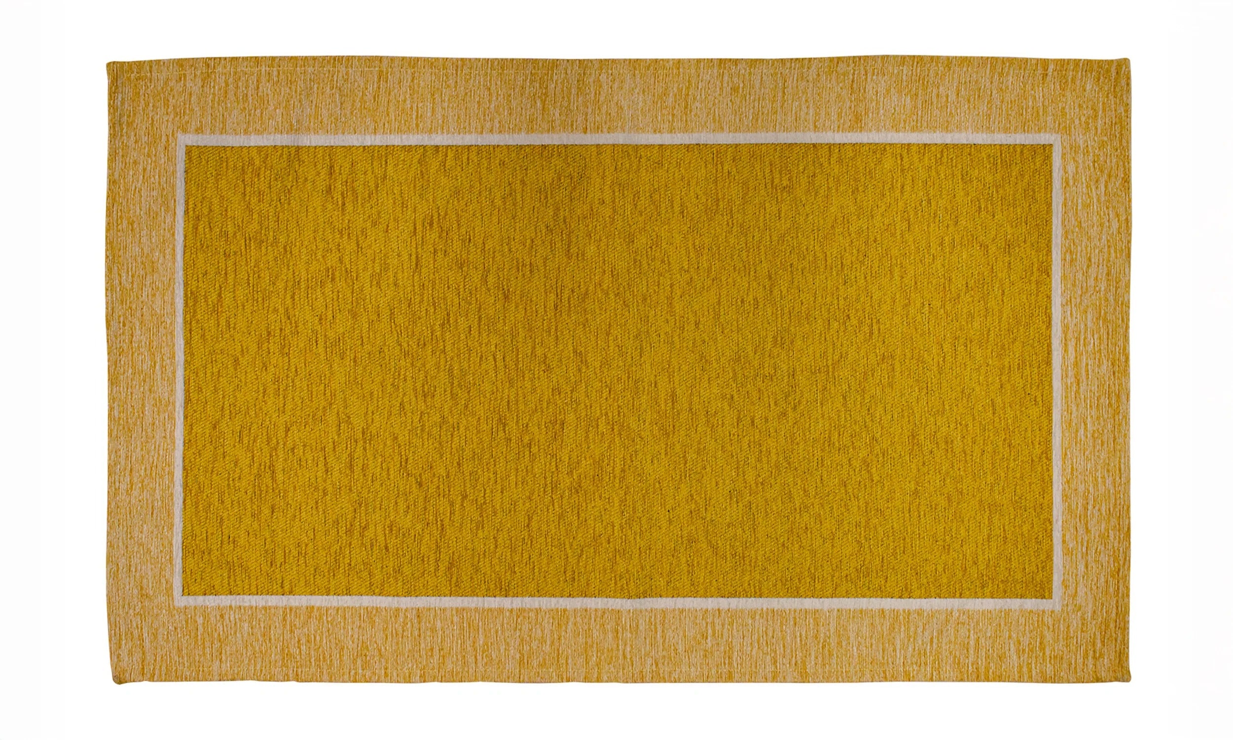 TAPPETO ARREDO DIS.ROMA CON ANTISCIVOLO in color giallo con bordo bianco, moderno e resistente.