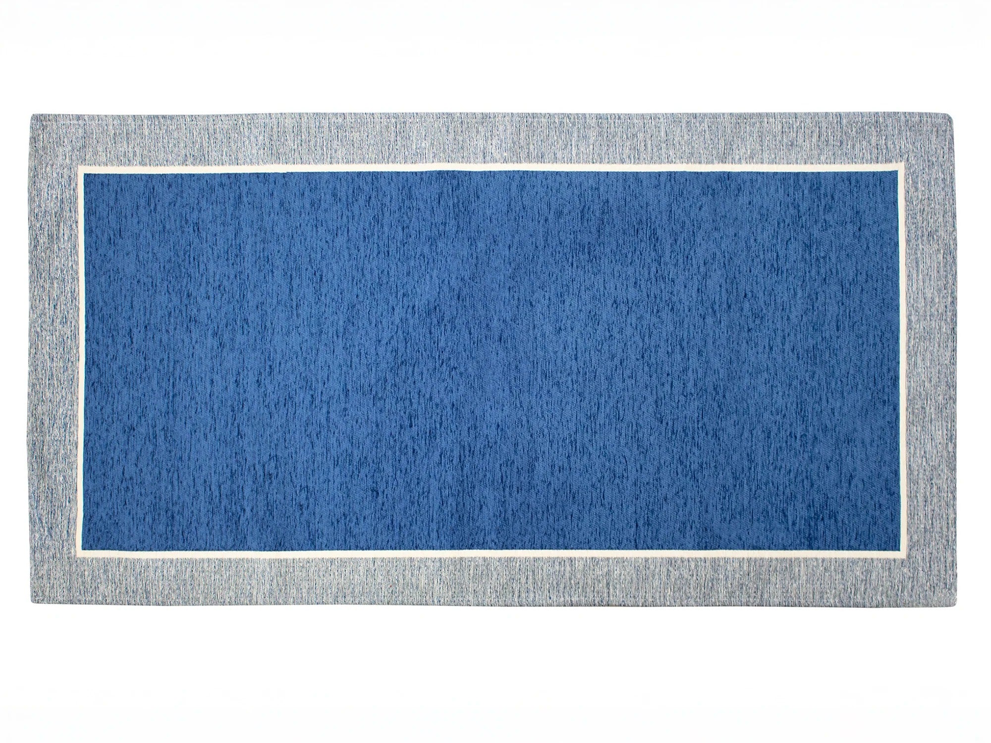 TAPPETO ARREDO DIS.ROMA CON ANTISCIVOLO, tappeto moderno blu con bordo chiaro, morbido e di alta qualità.