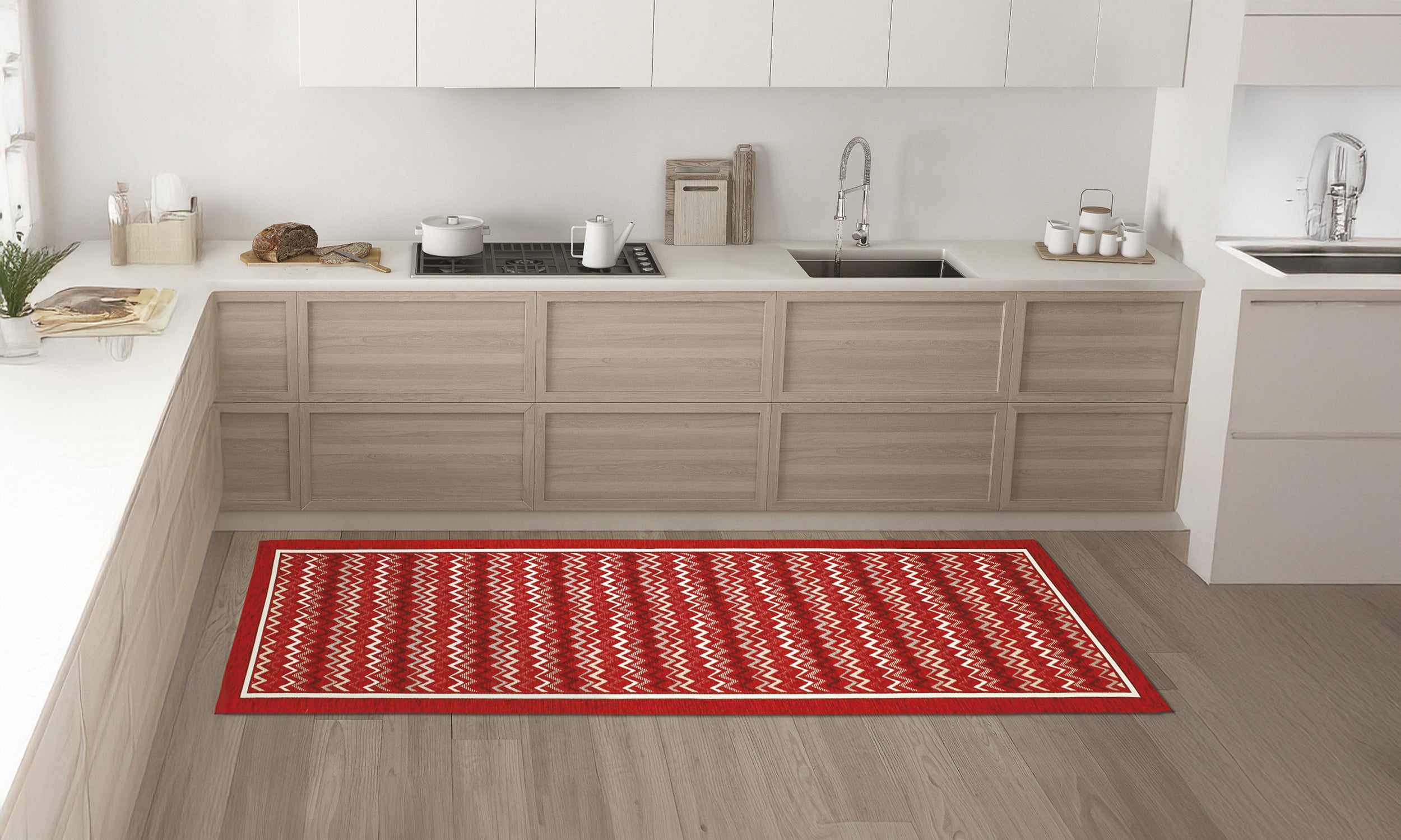 KÜCHENMATTE DIS.ZIG ZAG FARBE PETROL 57X190 CM RUTSCHFEST