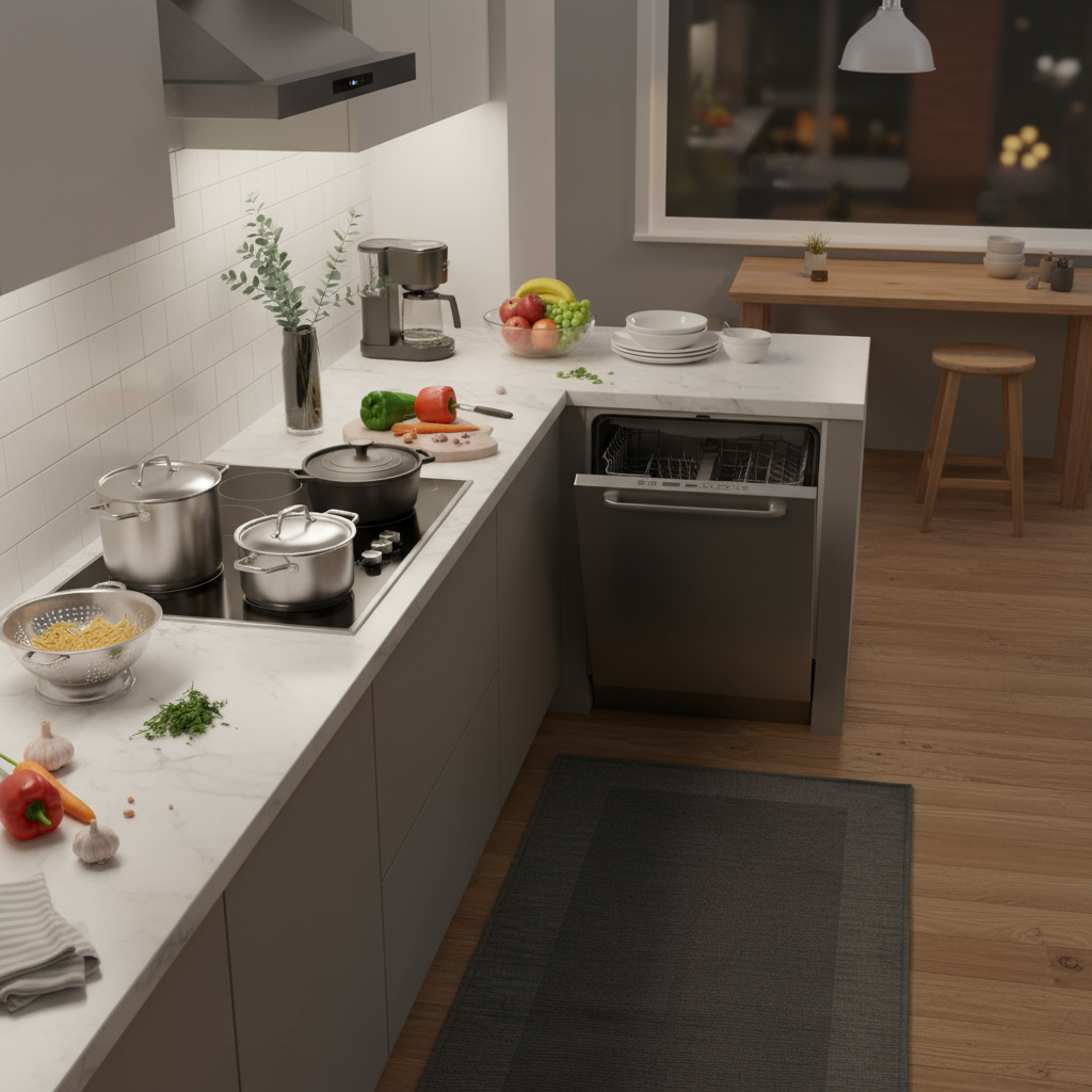 KÜCHENMATTE MIT STREIFENMUSTER FARBE TOPASBLAU 57X85 CM MIT RUTSCHFESTER UNTERLAGE