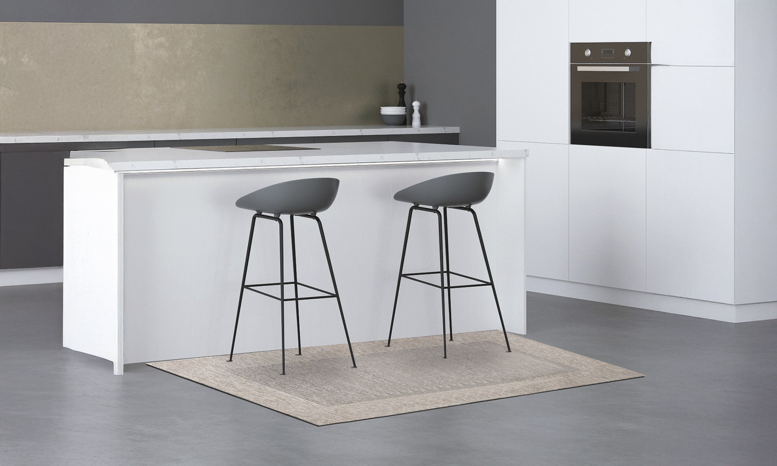 KÜCHENTEPPICH MIT STREIFENMUSTER IN PFLAUMENFARBE 57X115 CM MIT RUTSCHFESTER UNTERLAGE