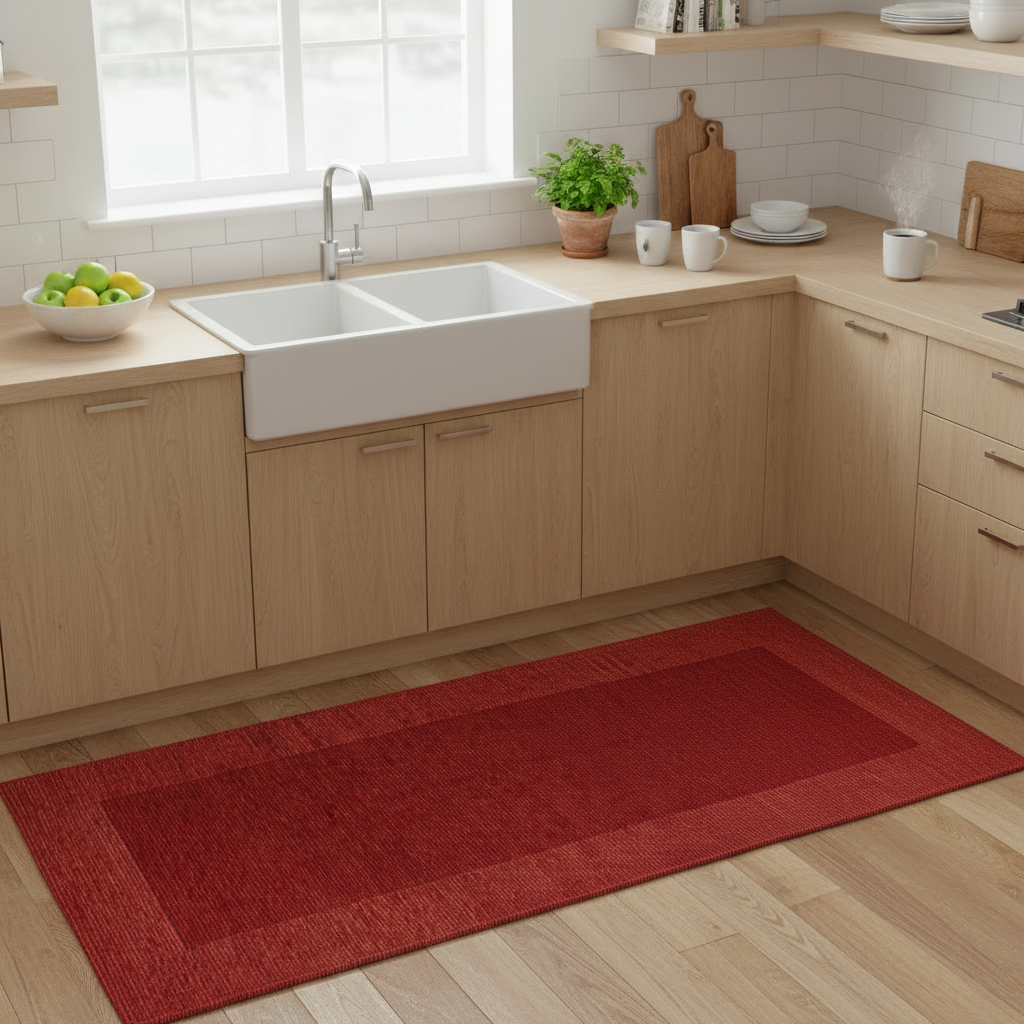 KITCHEN RUG RED STRIPED DESIGN 57X190 CM WITH NON-SLIP BACKING