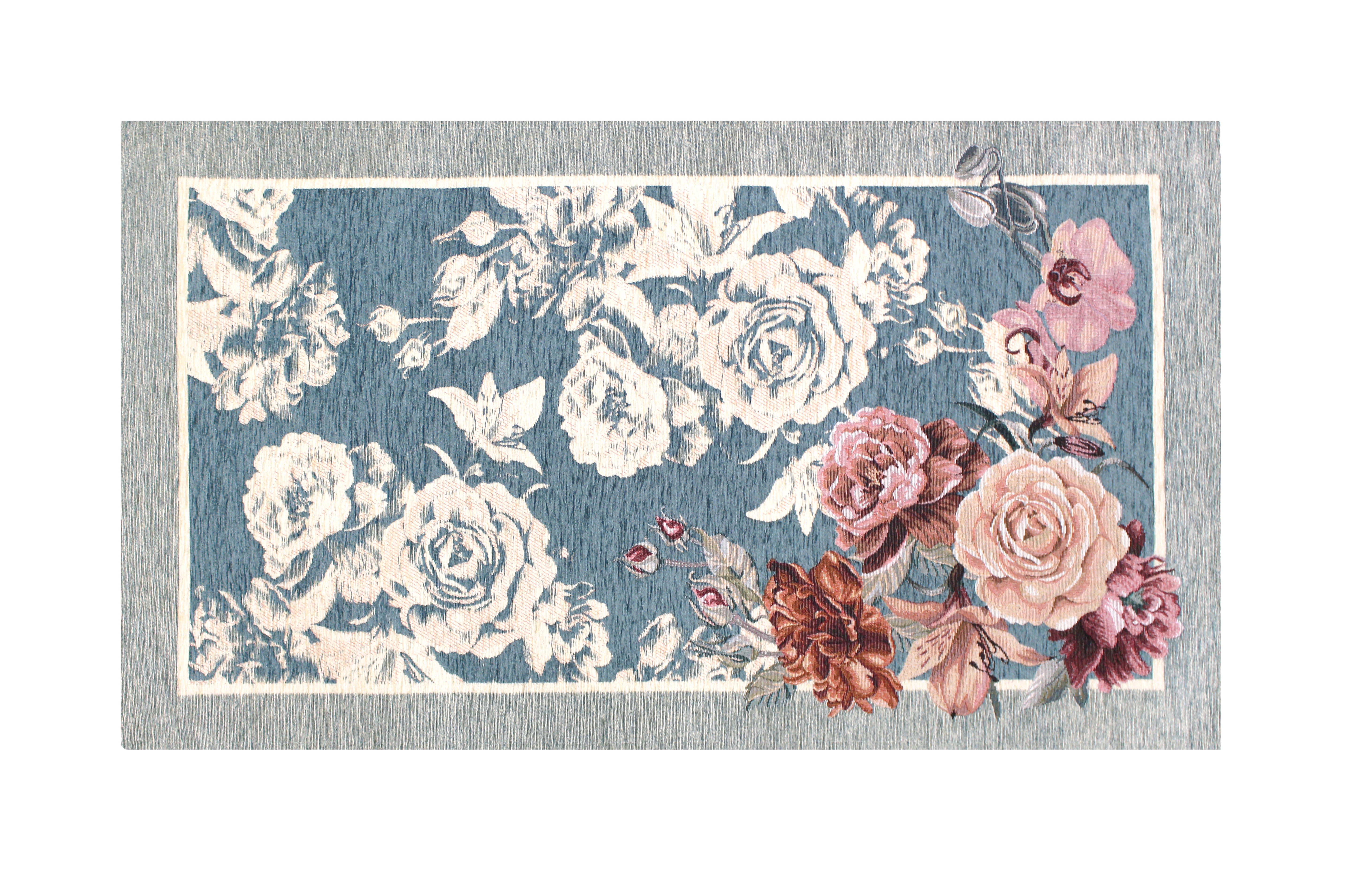 TAPPETO ARREDO DIS.ROSES CON ANTISCIVOLO