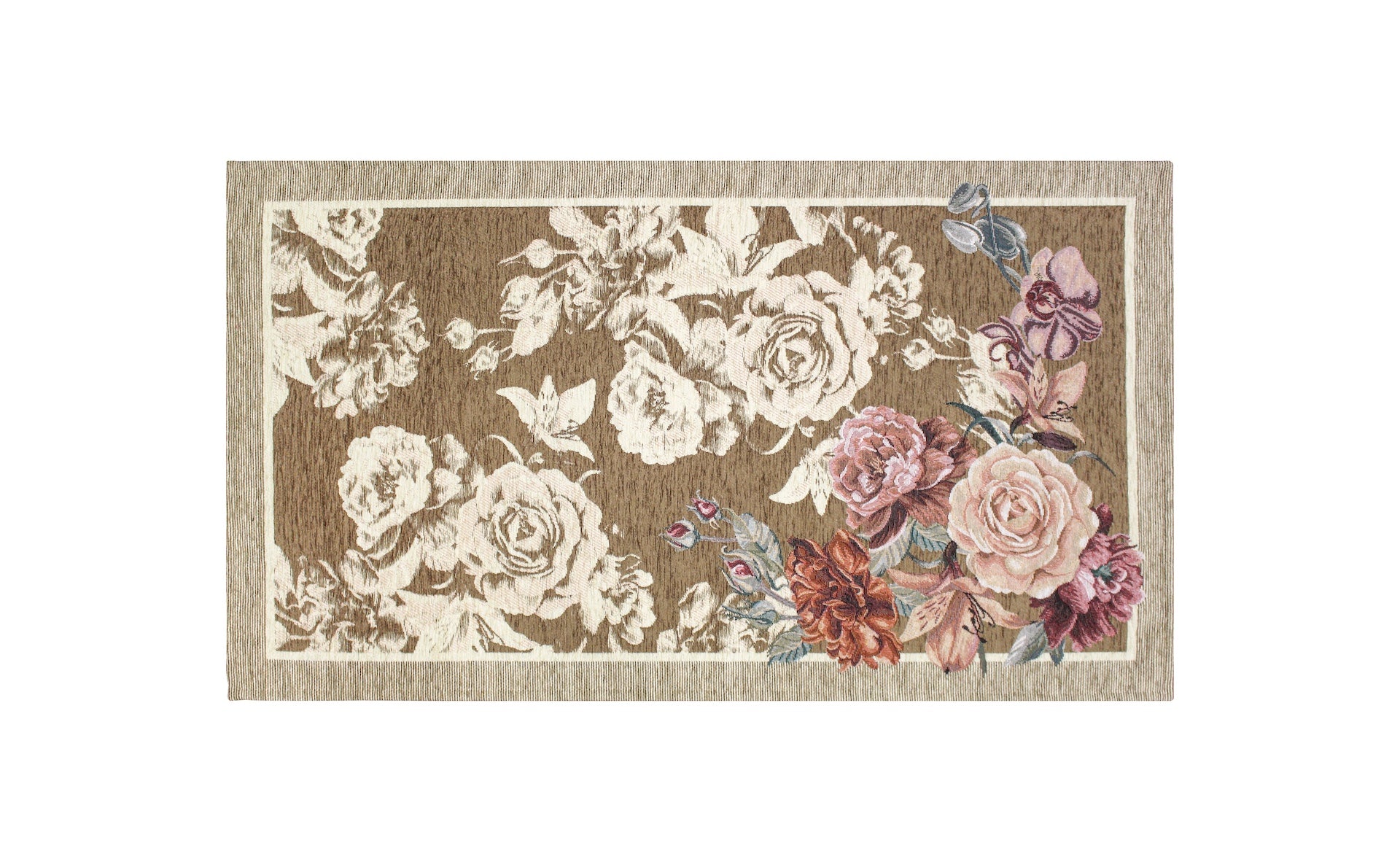 TAPPETO ARREDO DIS.ROSES CON ANTISCIVOLO