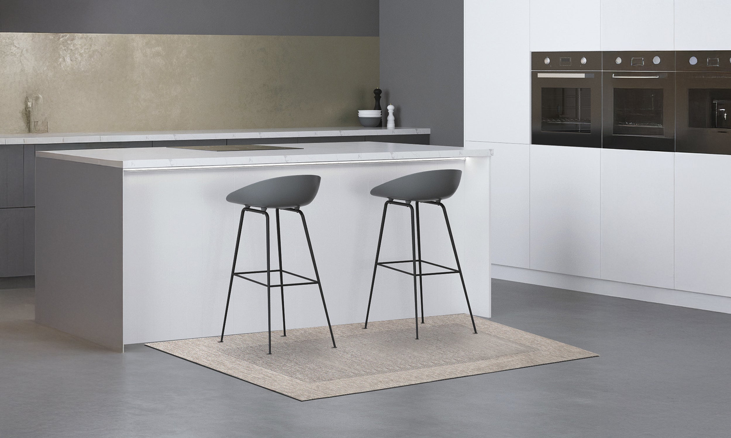 KÜCHENTEPPICH MIT STREIFENMUSTER FARBE GRÜN ASCH 57X240 CM MIT RUTSCHFESTER UNTERLAGE