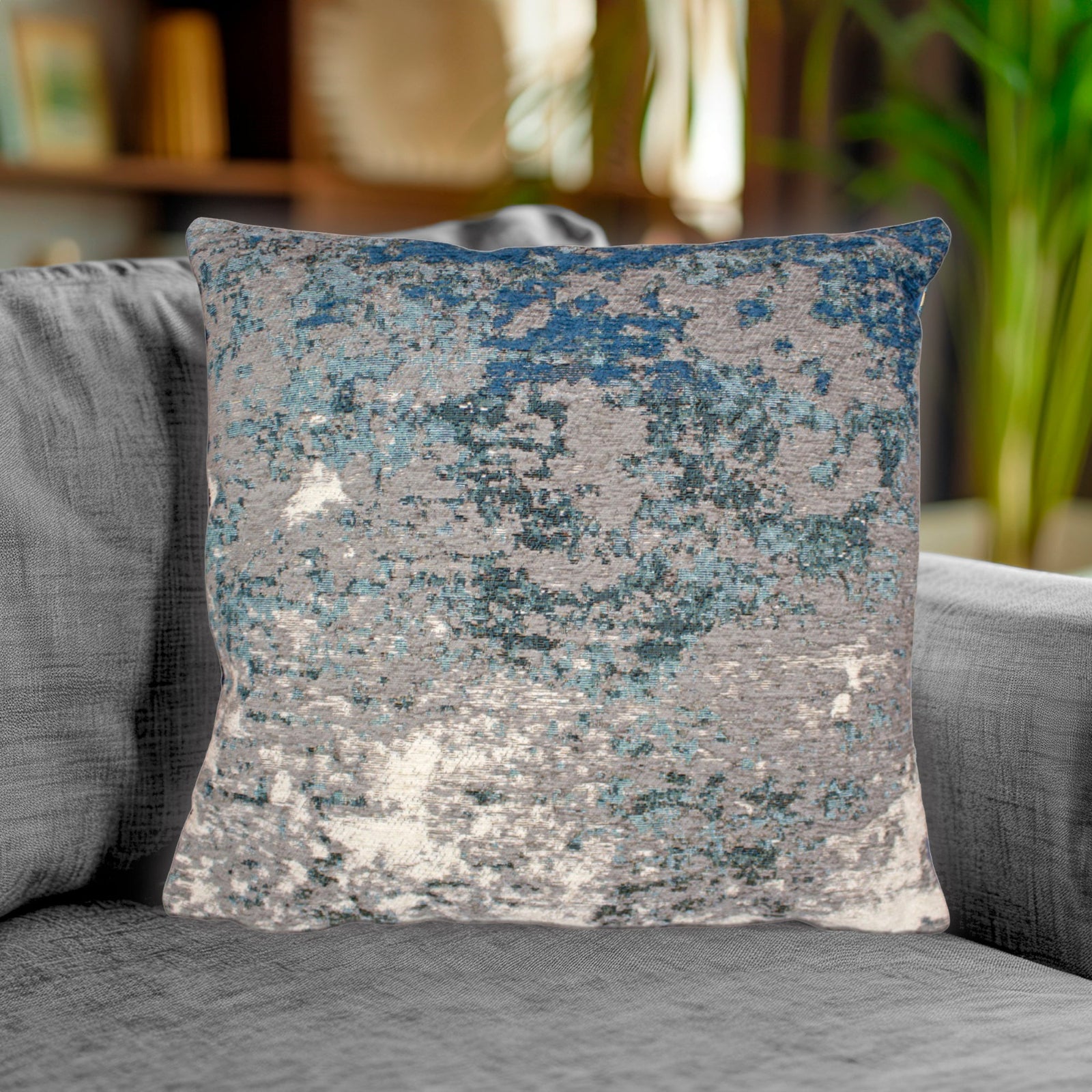 PAAR JACQUARD-DEKOKISSEN MIT ABNEHMBARER BEZUG 50X50 CM BETA BLAU