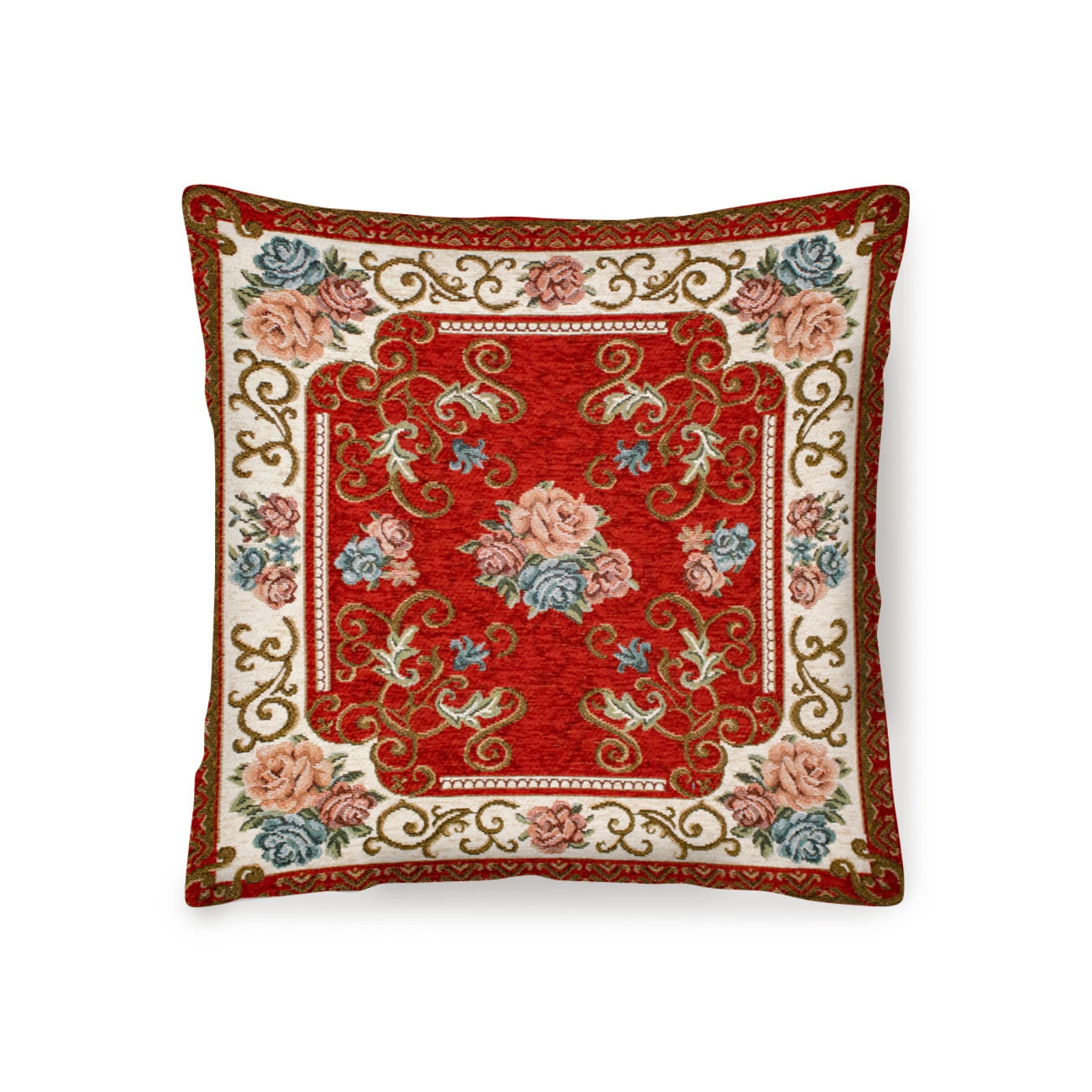 PAAR JACQUARD SOFAKISSEN ABNEHMBAR 50X50 CM WIEN ROT